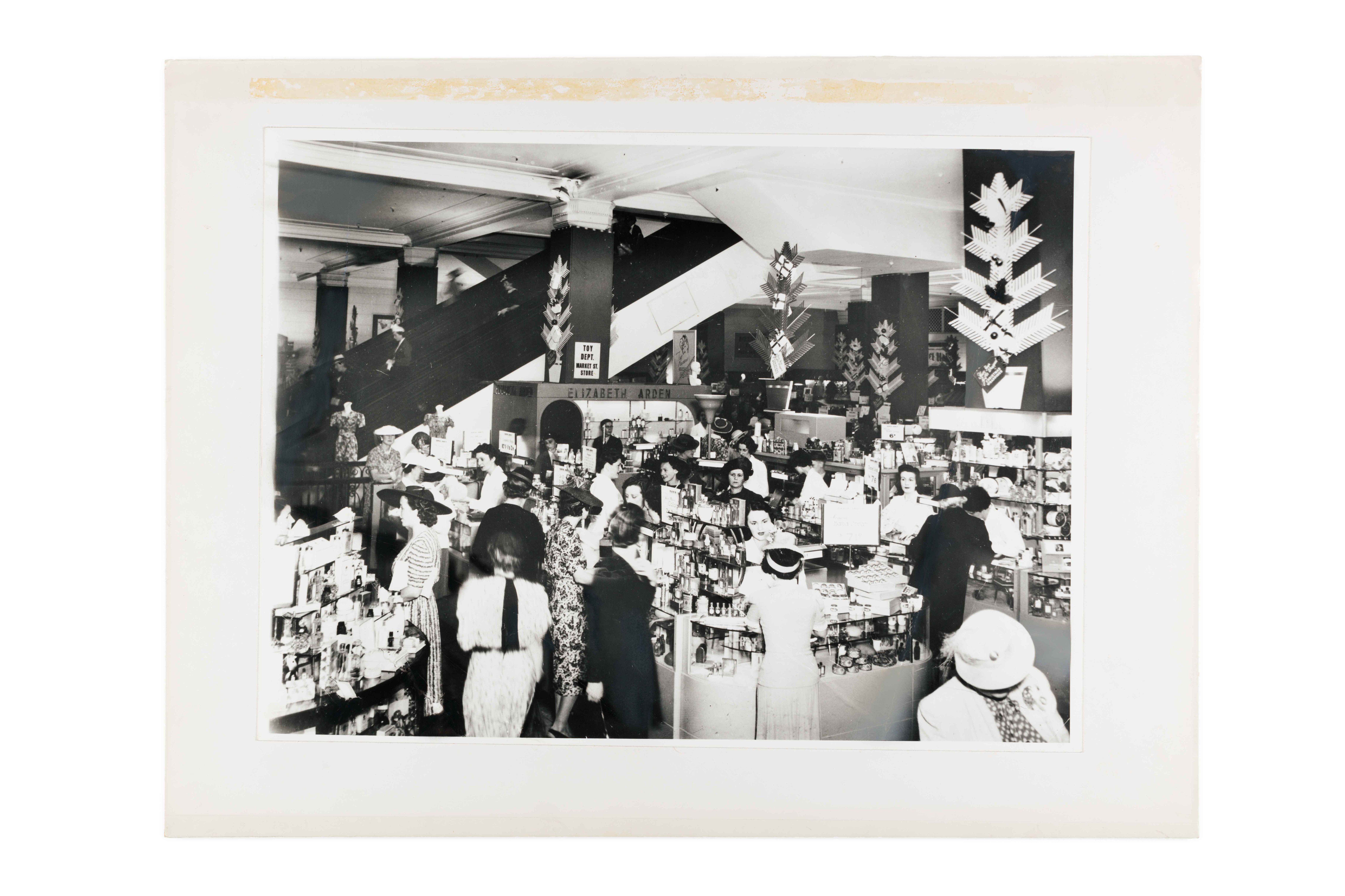 A busy cosmetics department.