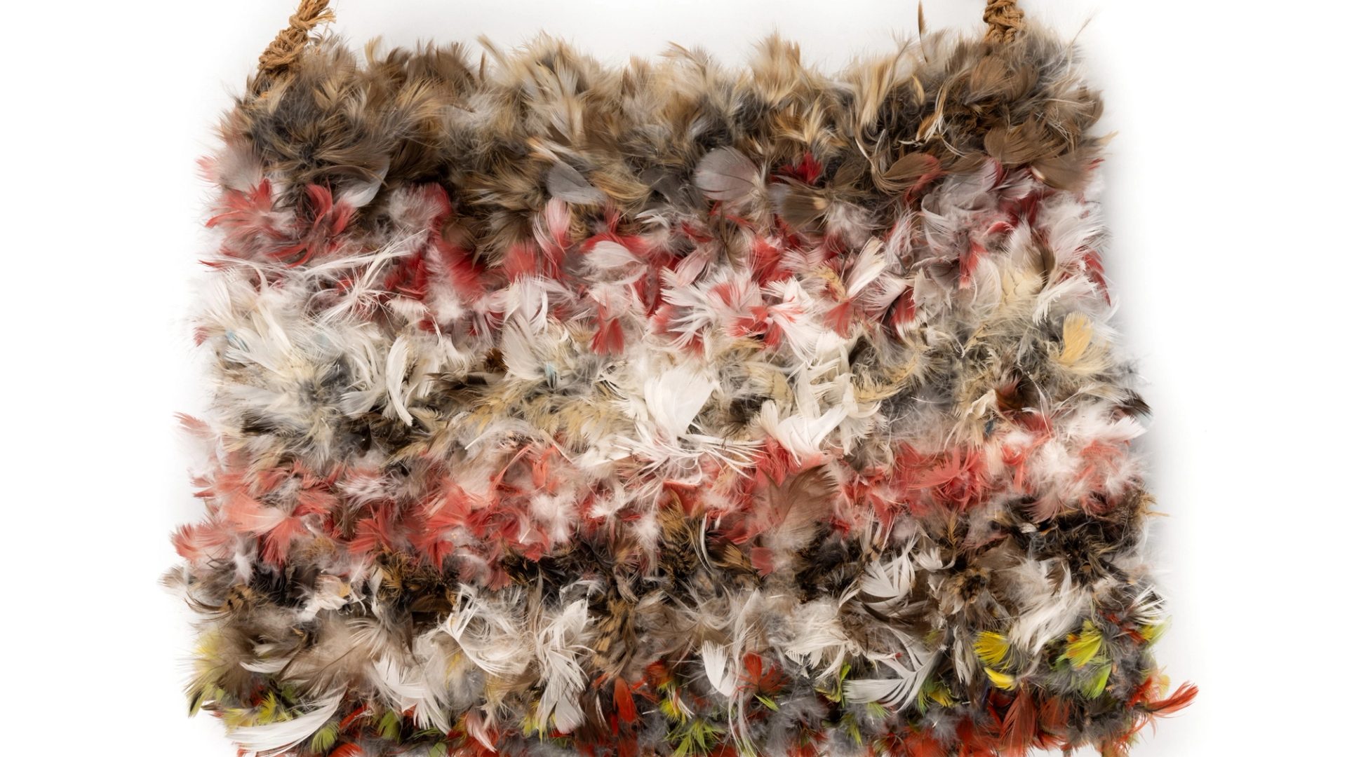 bag made from feathers and string