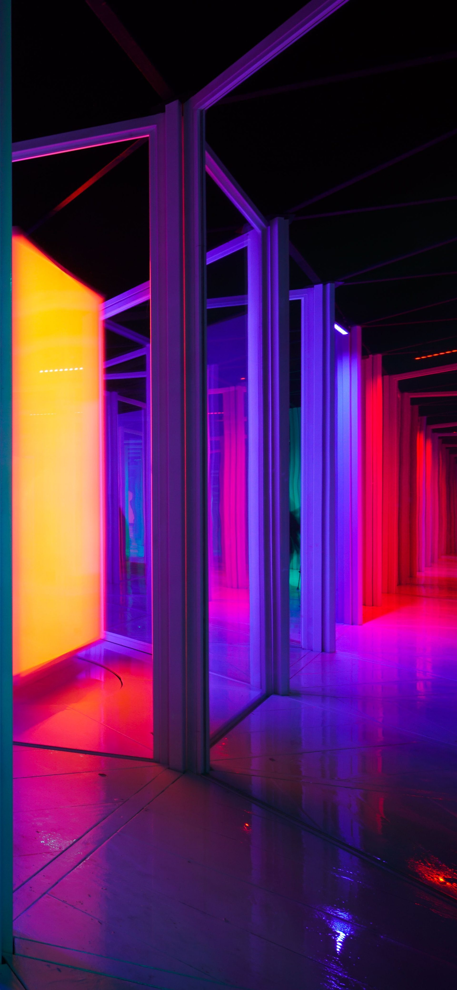 A maze of windows, mirrors and colours.
