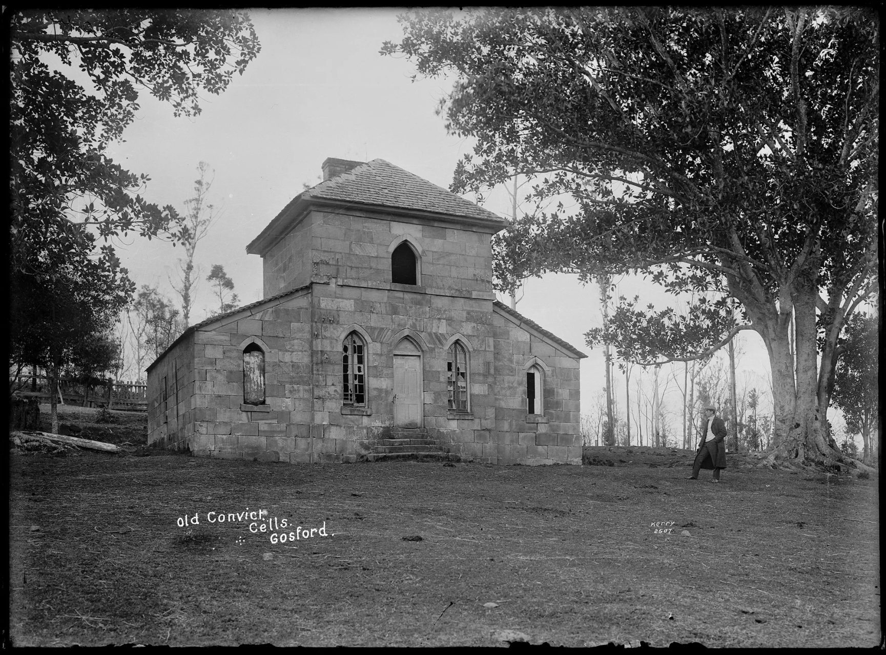 Silver gelatin dry plate glass negative in landscape format. The caption, studio number and studio mark are inscribed on the reverse of the negative.