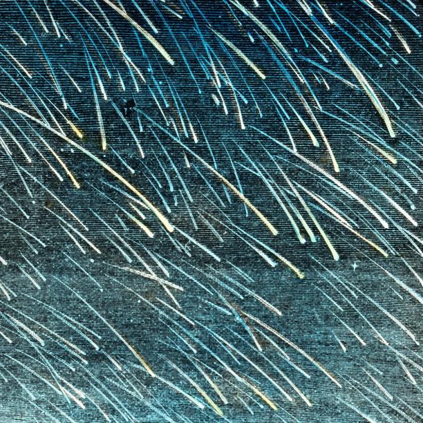 Glass plate slide of a drawing of a meteorite shower