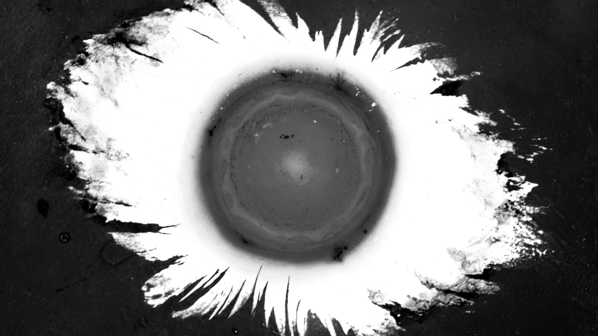 Black and white lantern slide of a solar corona drawing