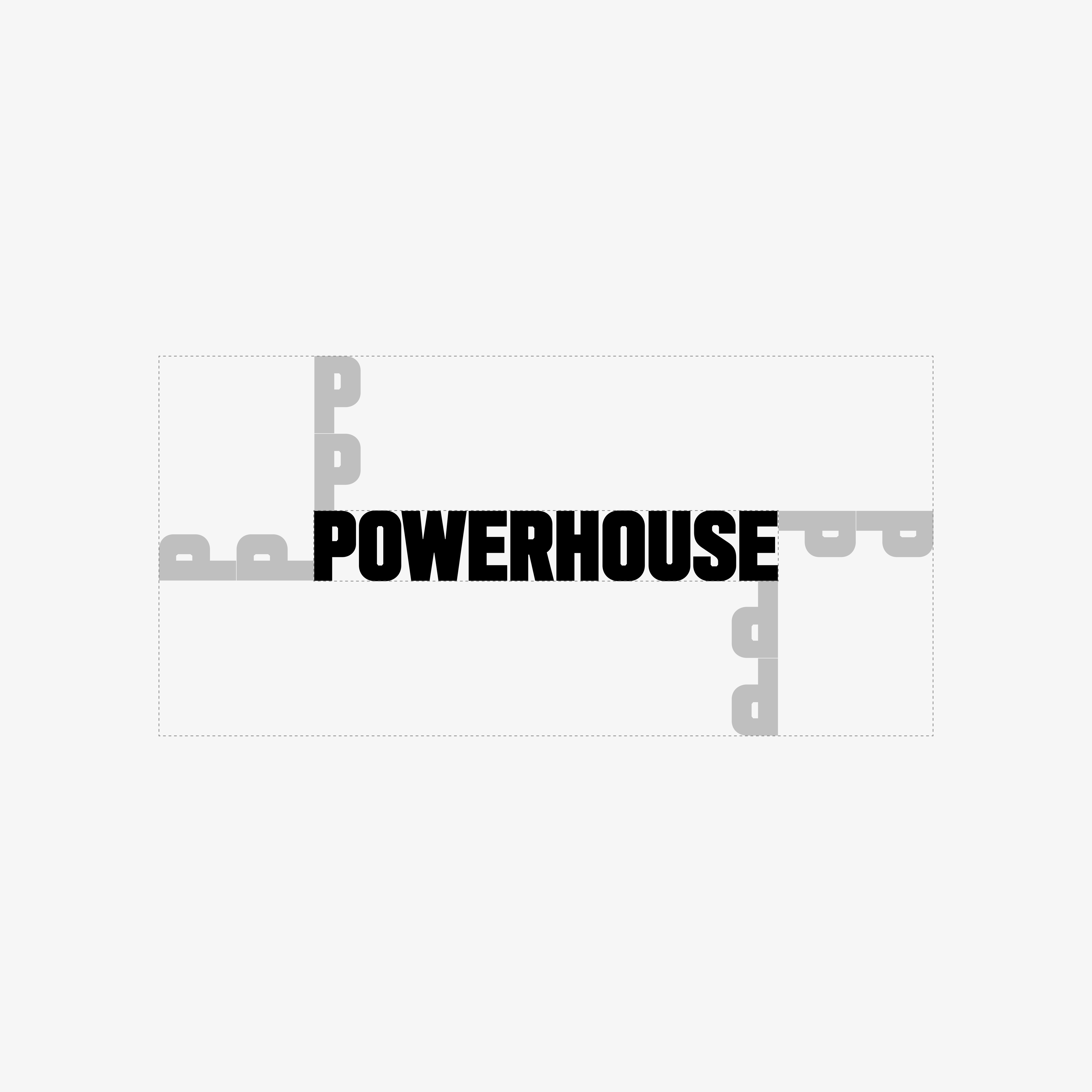 Examples of spacing around Powerhouse Identity