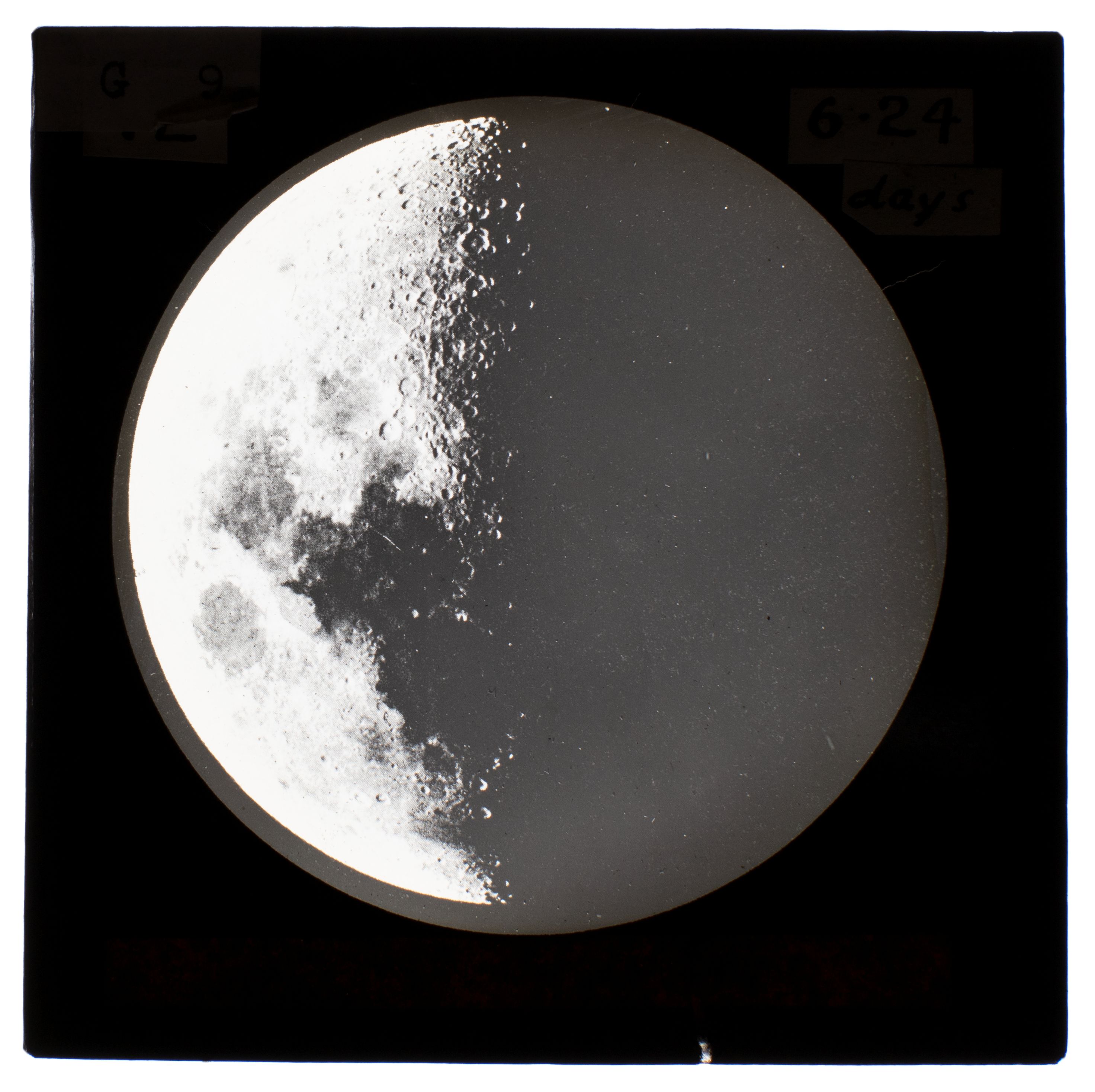 Black and white lantern slide of the Moon