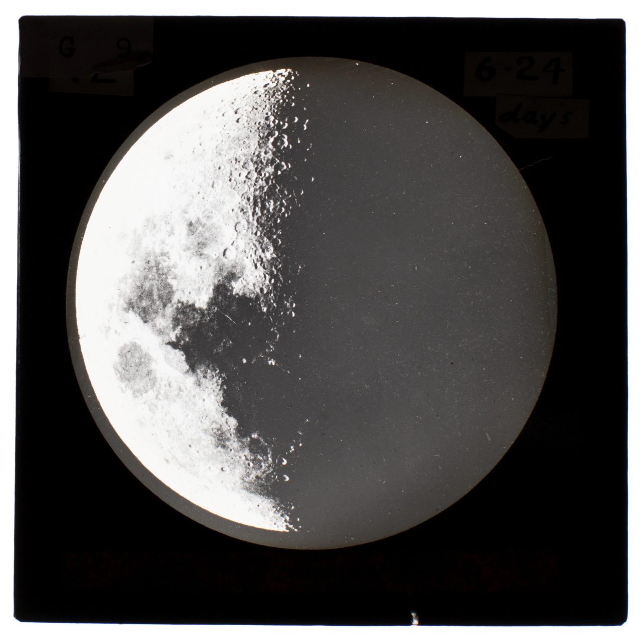 Black and white lantern slide of the Moon