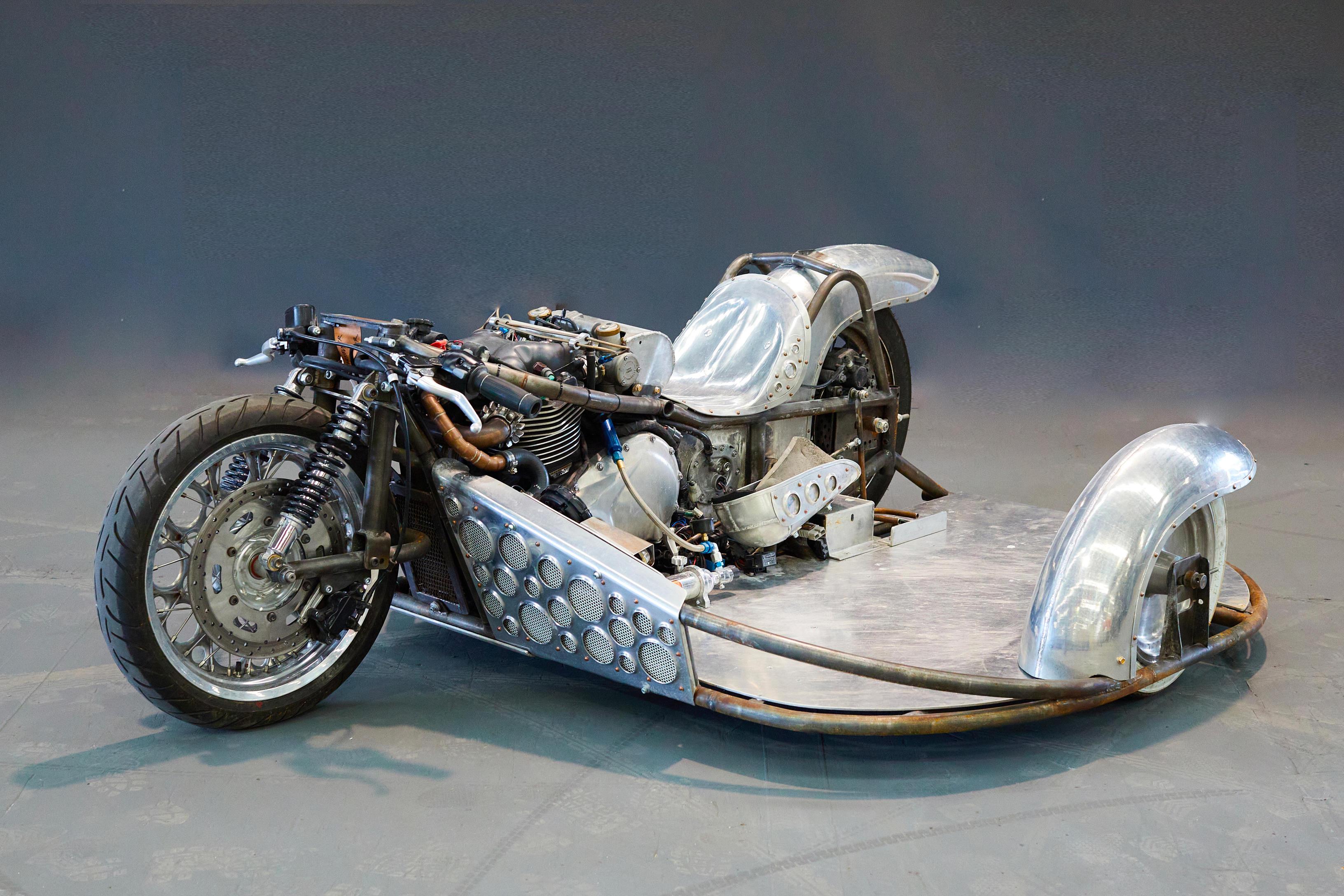 Motor bike with side platform.