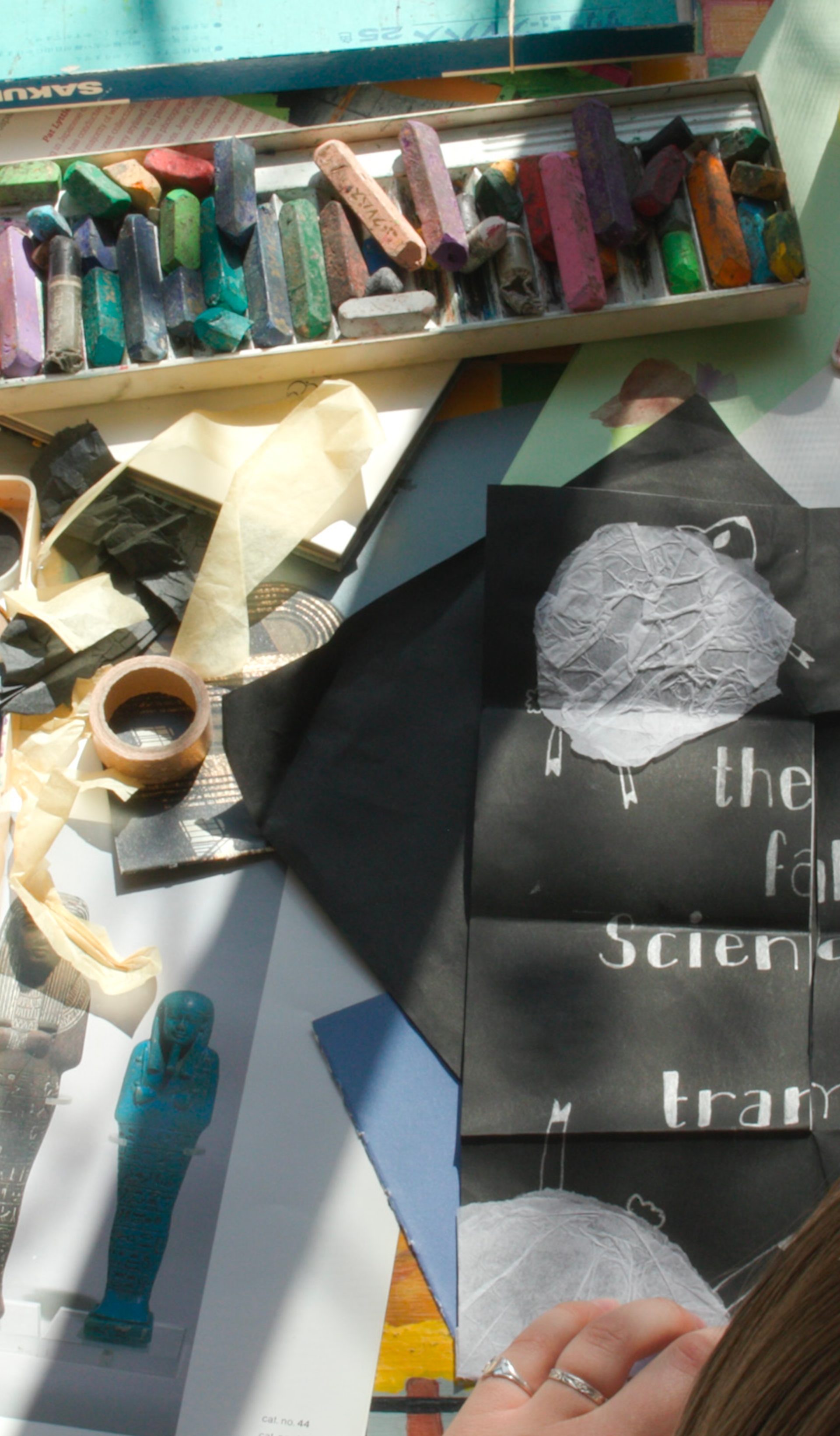 Overhead shot of person with creative desk.