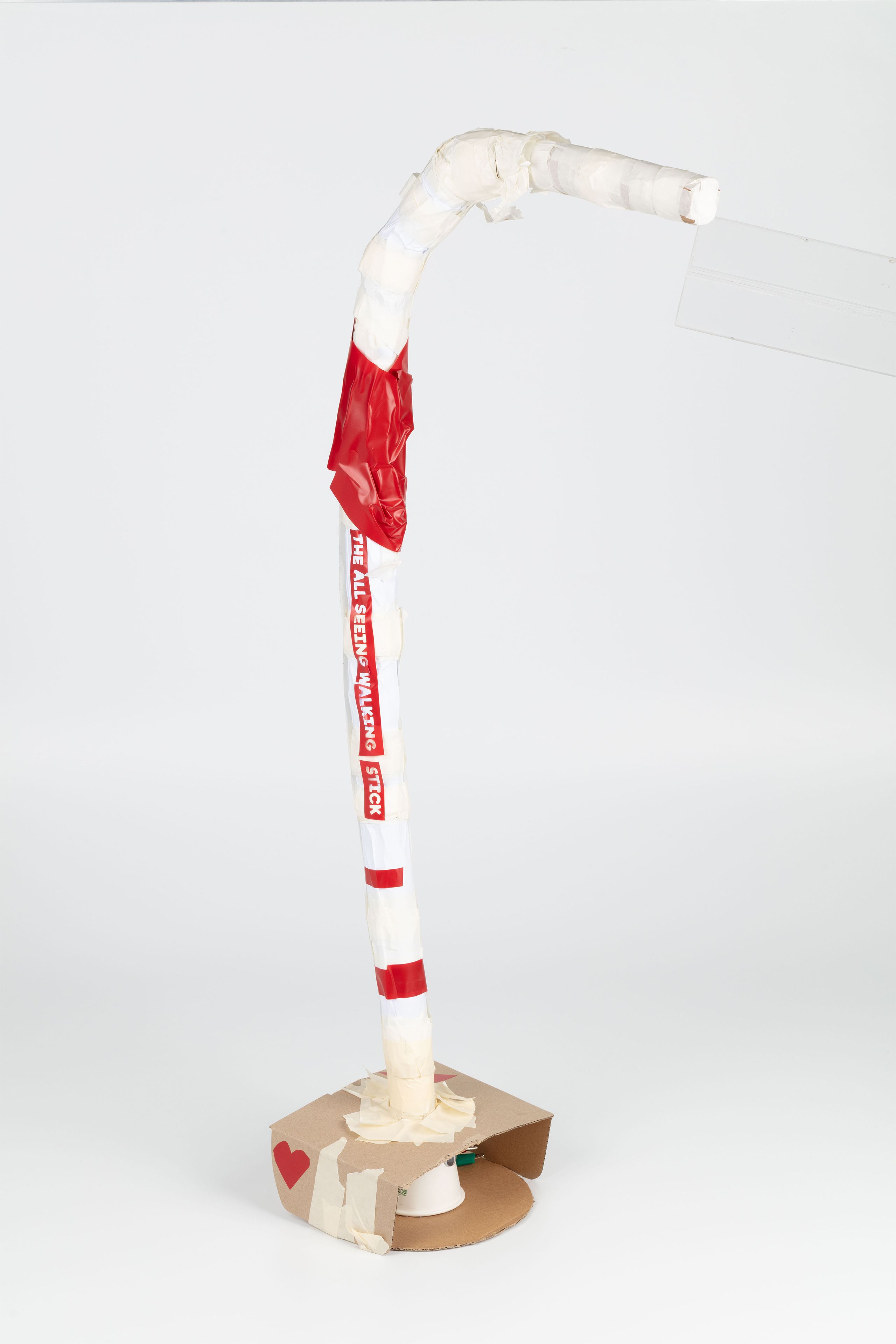Image of a hand crafted mechanical device against a white background.
