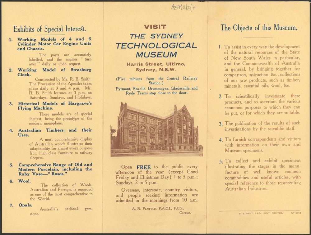 Archival museum brochure showing floor plan