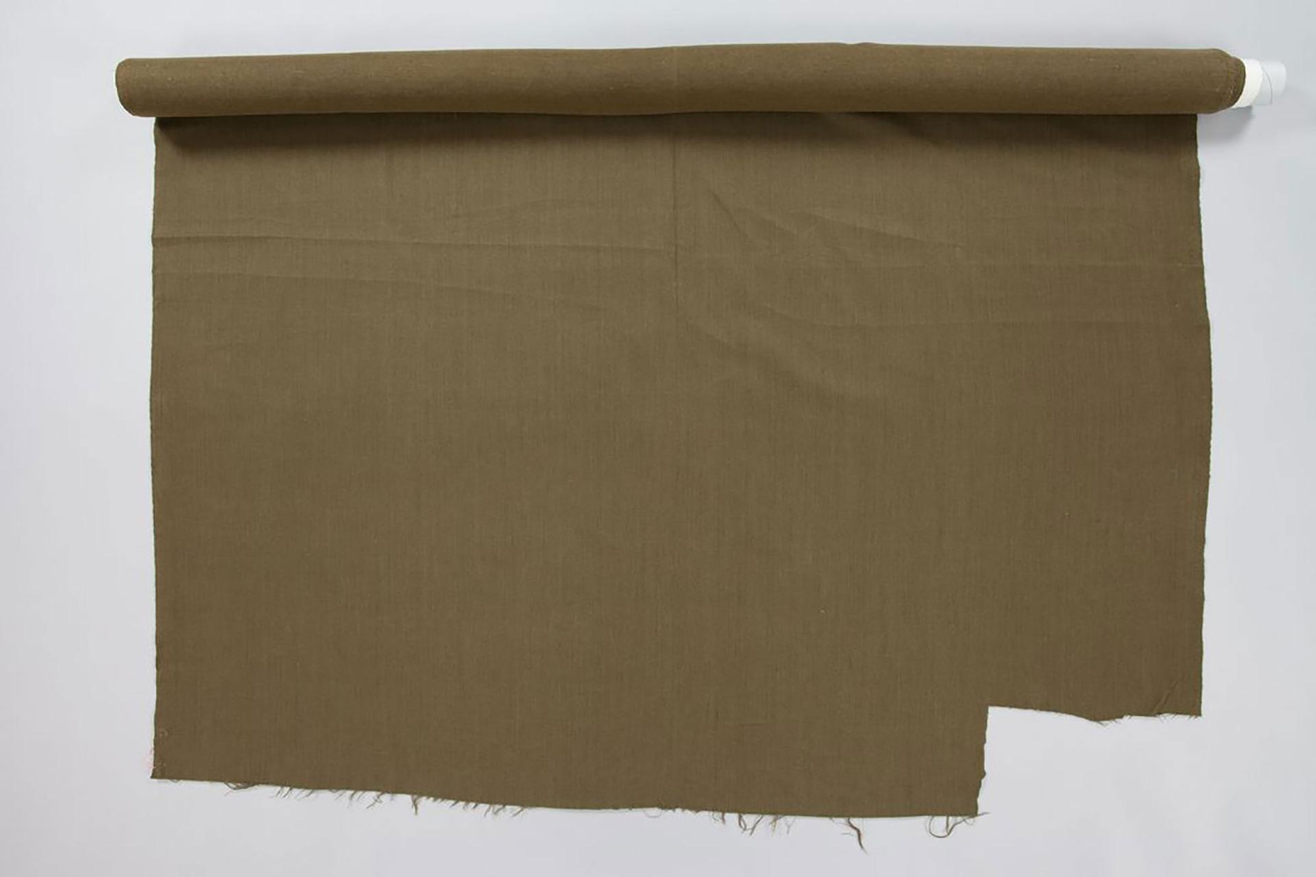 Woven textile length made from soya bean fibres. Khaki colour.