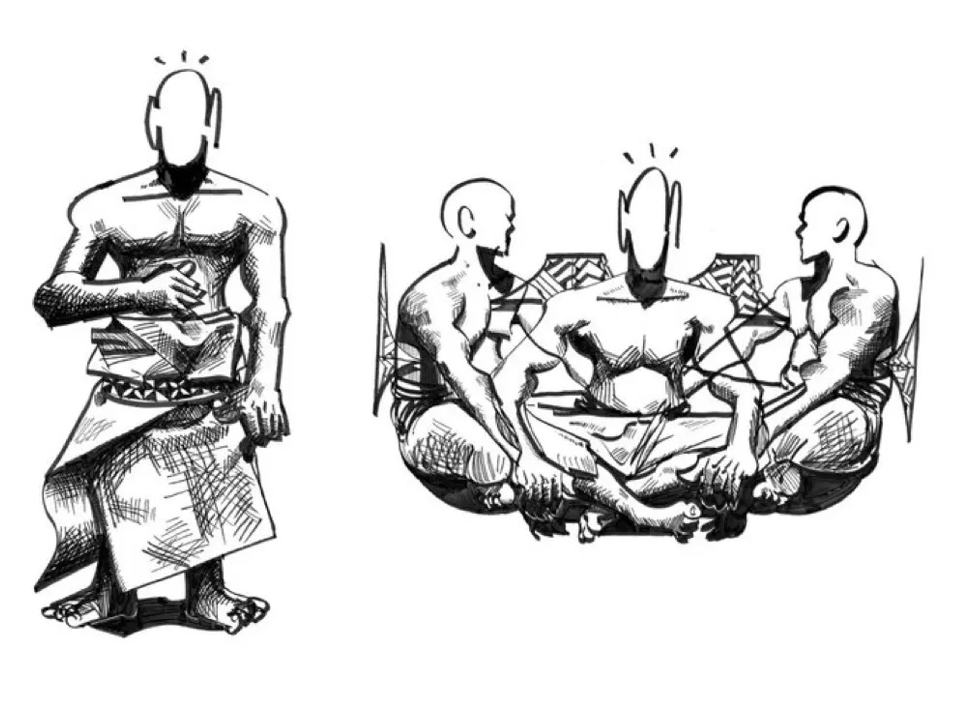 Illustration of faceless figures.