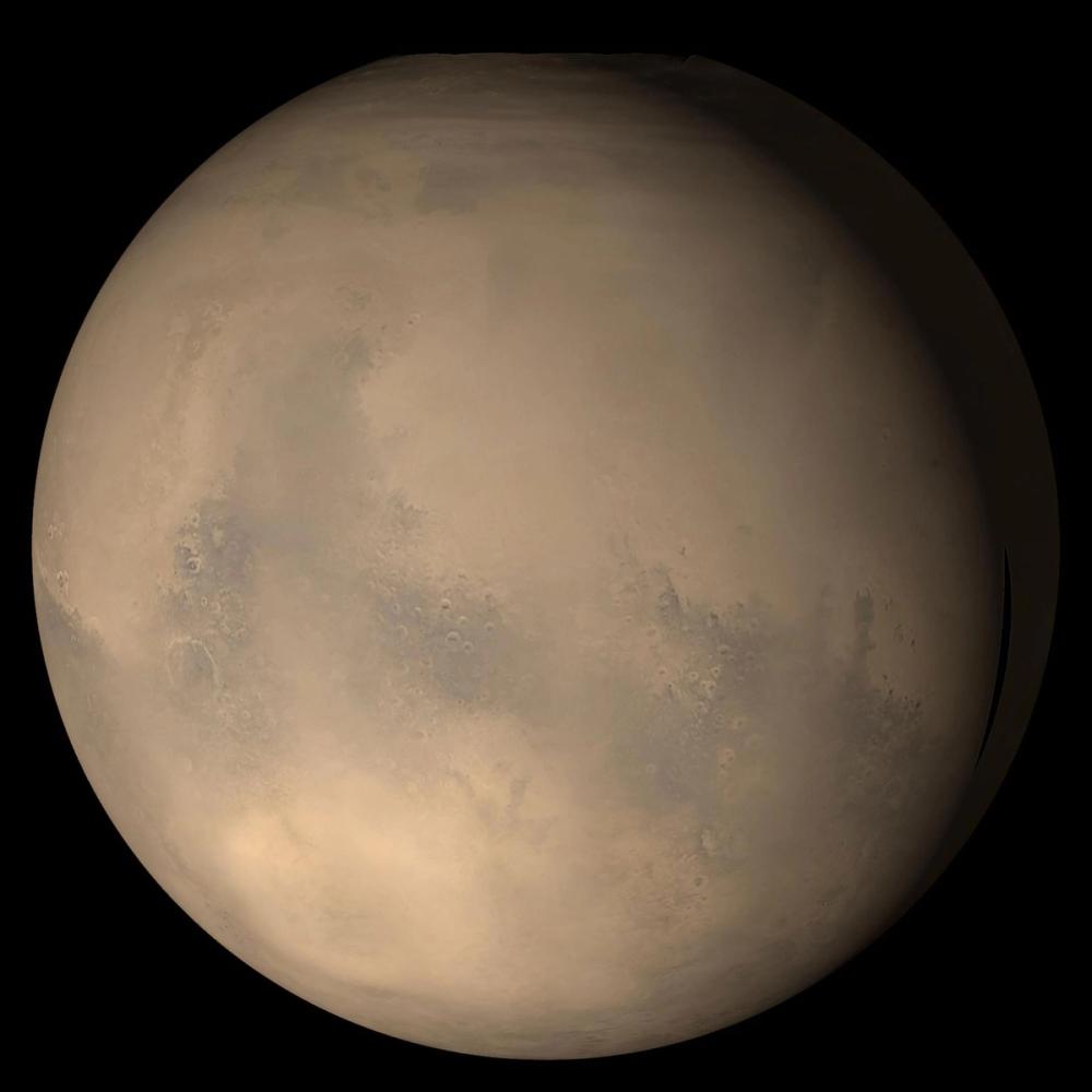 A full view of the planet Mars.
