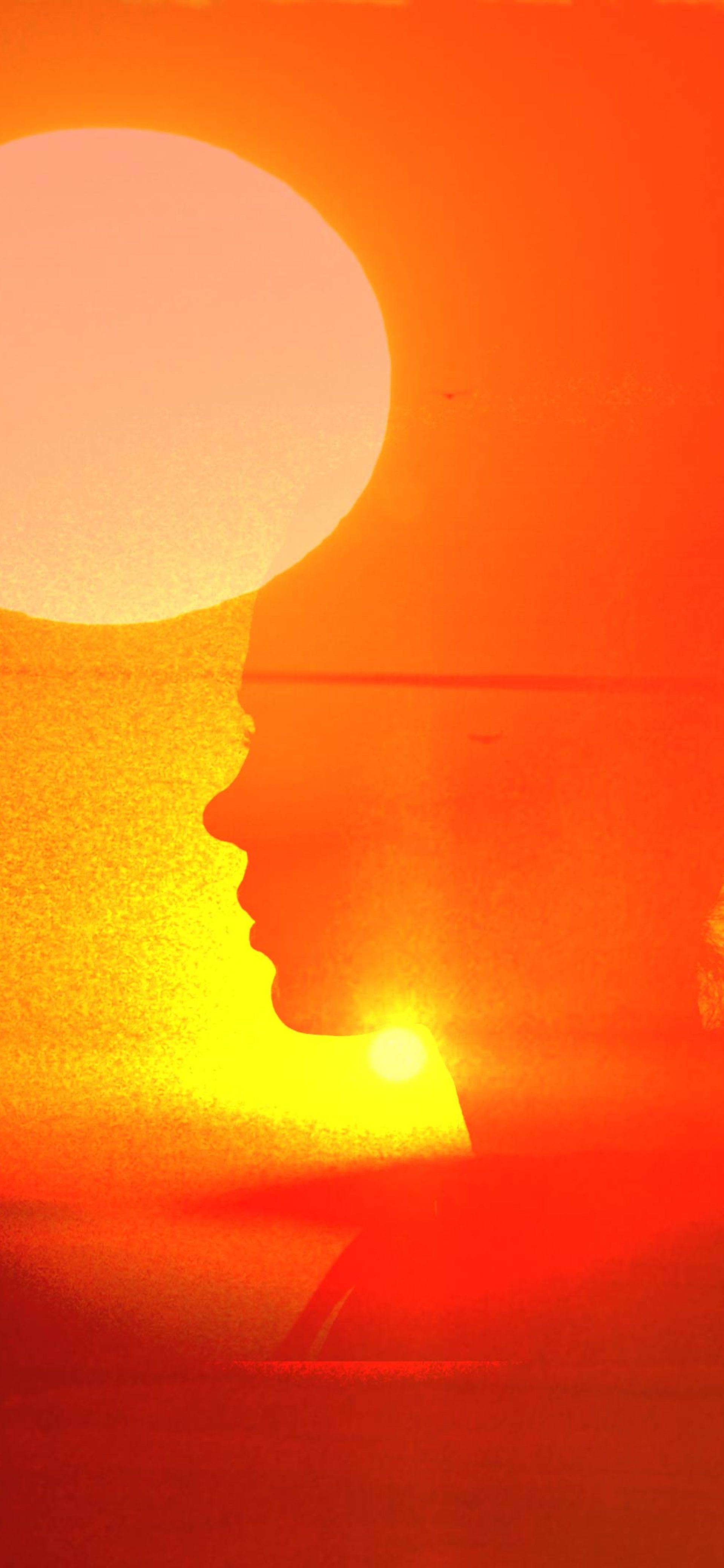 Overlay of sunset with a silhouette.