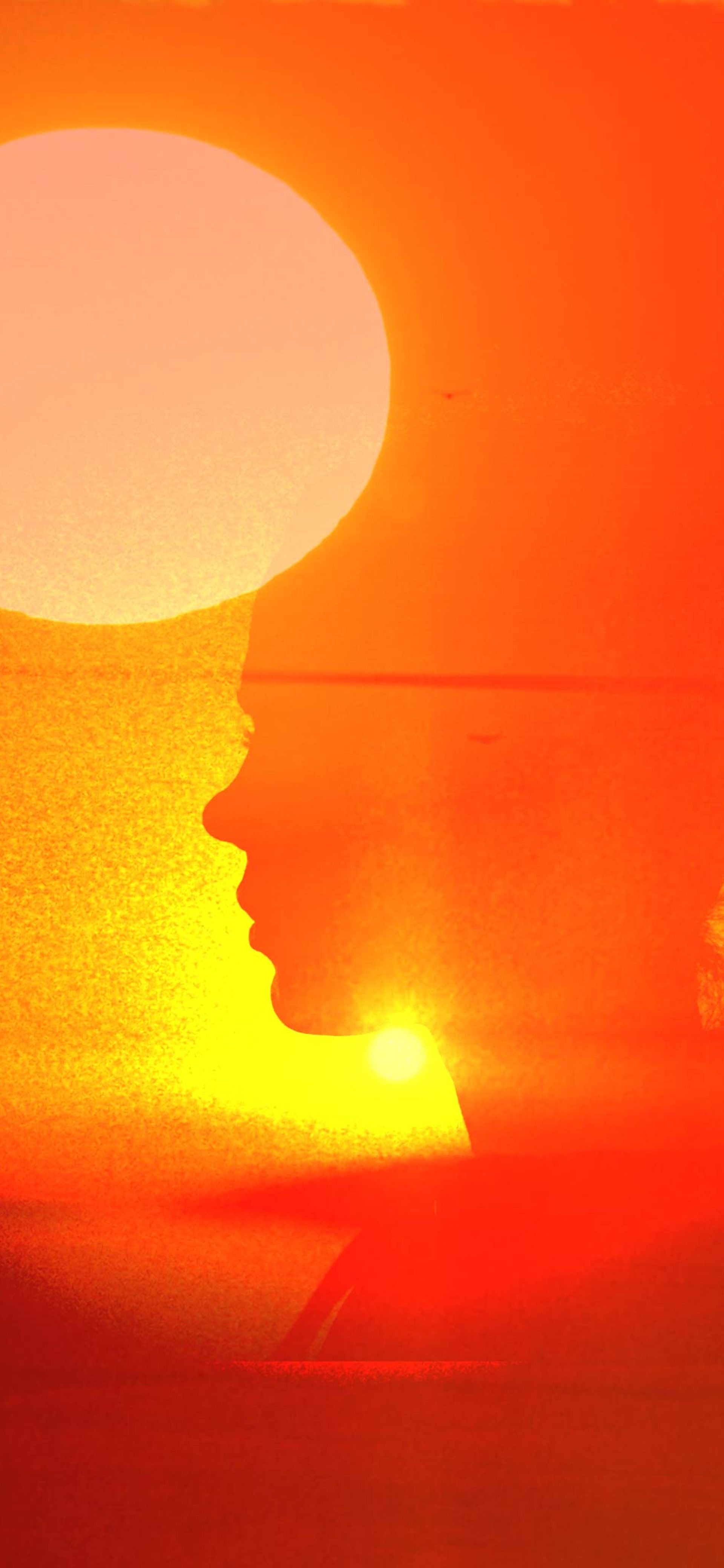 Overlay of sunset with a silhouette.