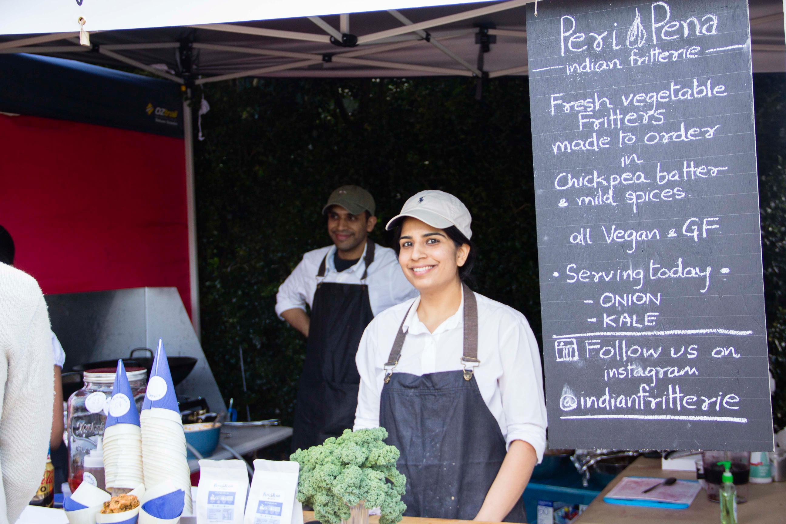 Gunjan Aylawadi working at her Indian Fritterie market stall Peri Pena.