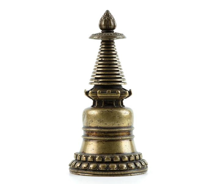 Sculpture, of Kadampa Chorten (stupa), bronze, Tibet, 1200s
