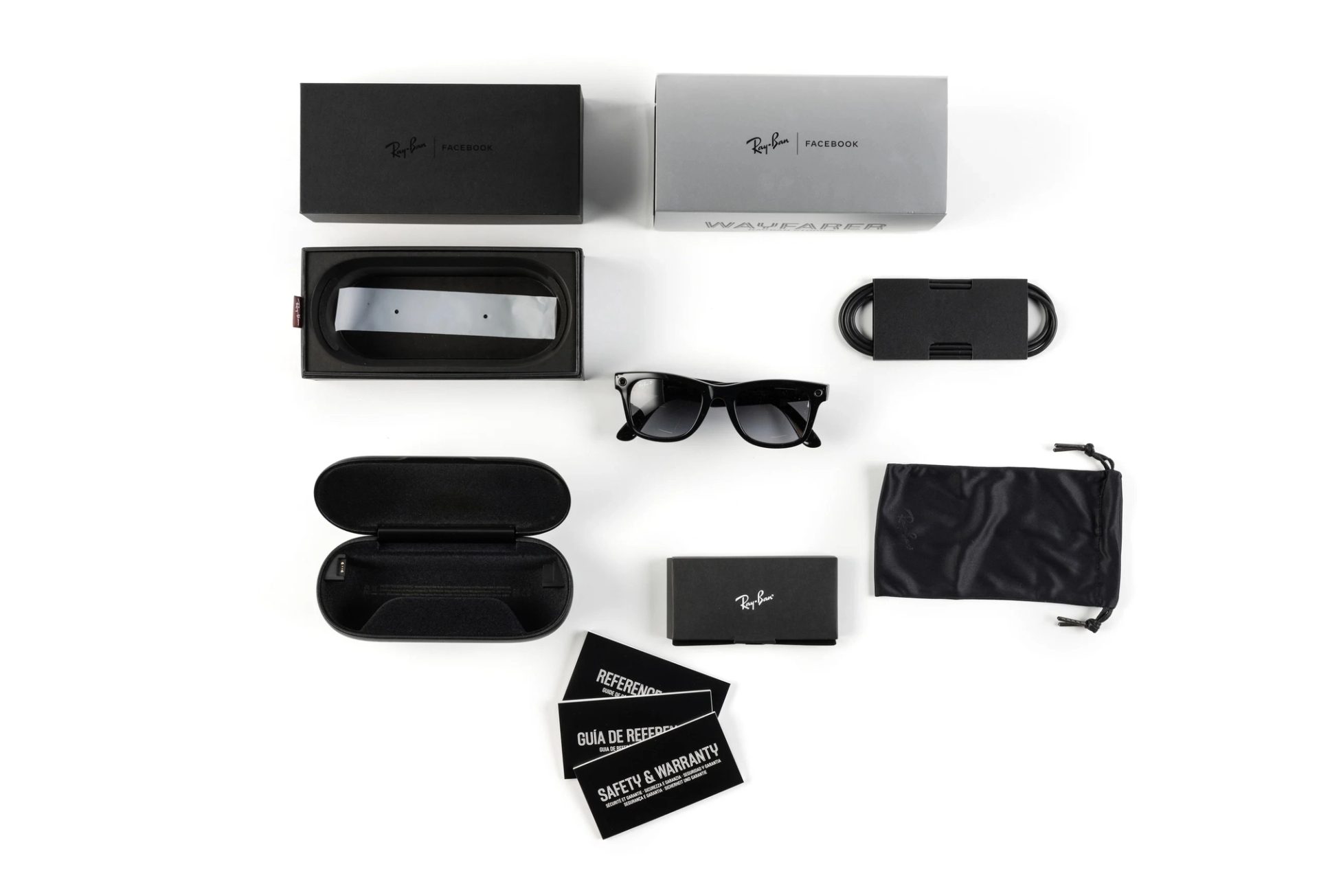 Packaging and glasses in black and grey.