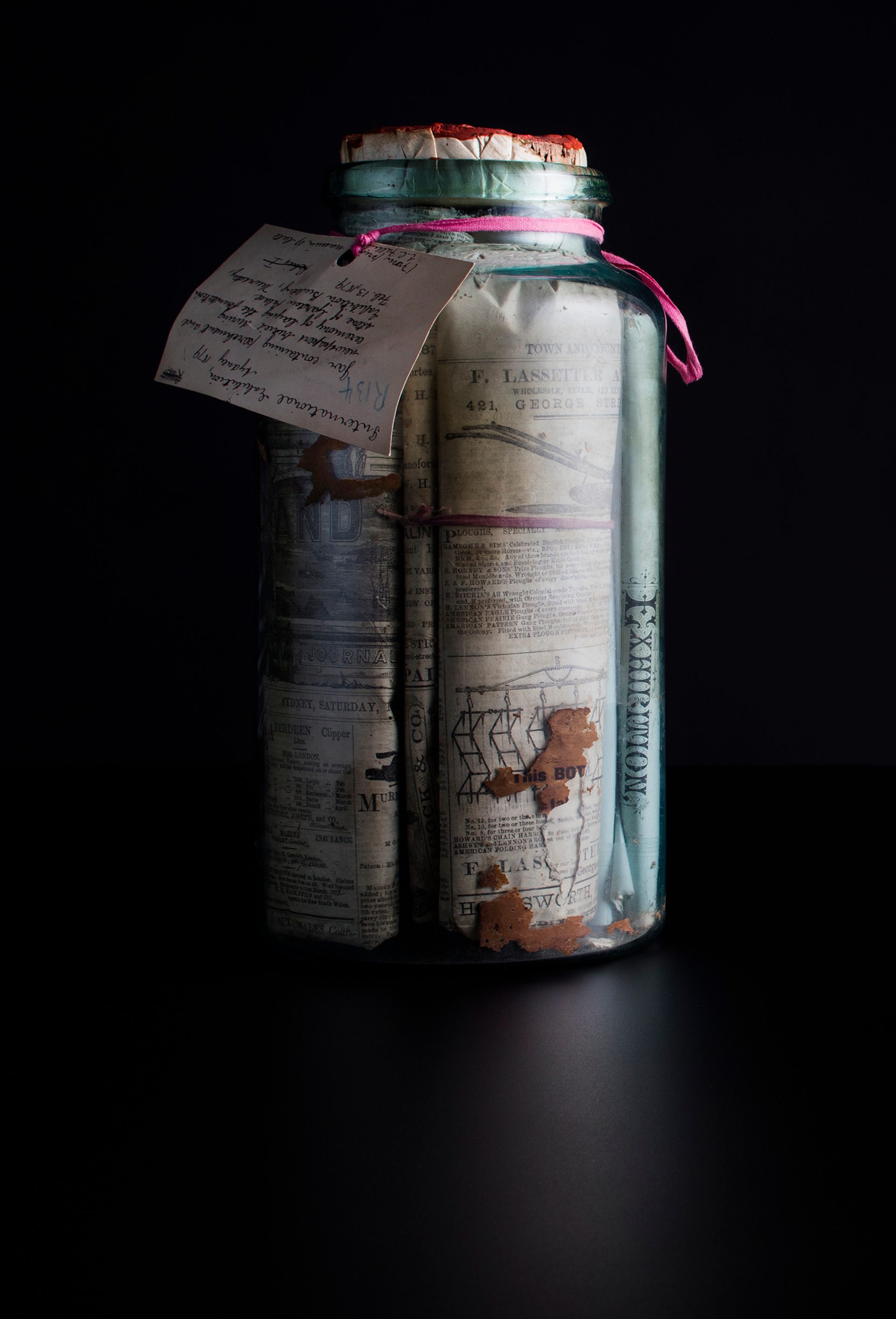 Photograph of glass time capsule