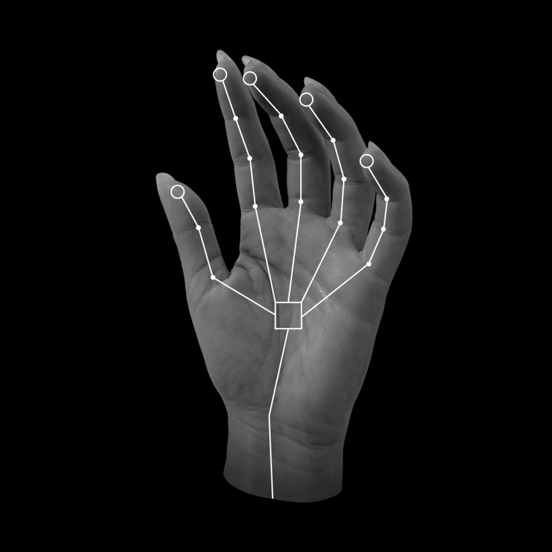 Hand with vector symbols above it