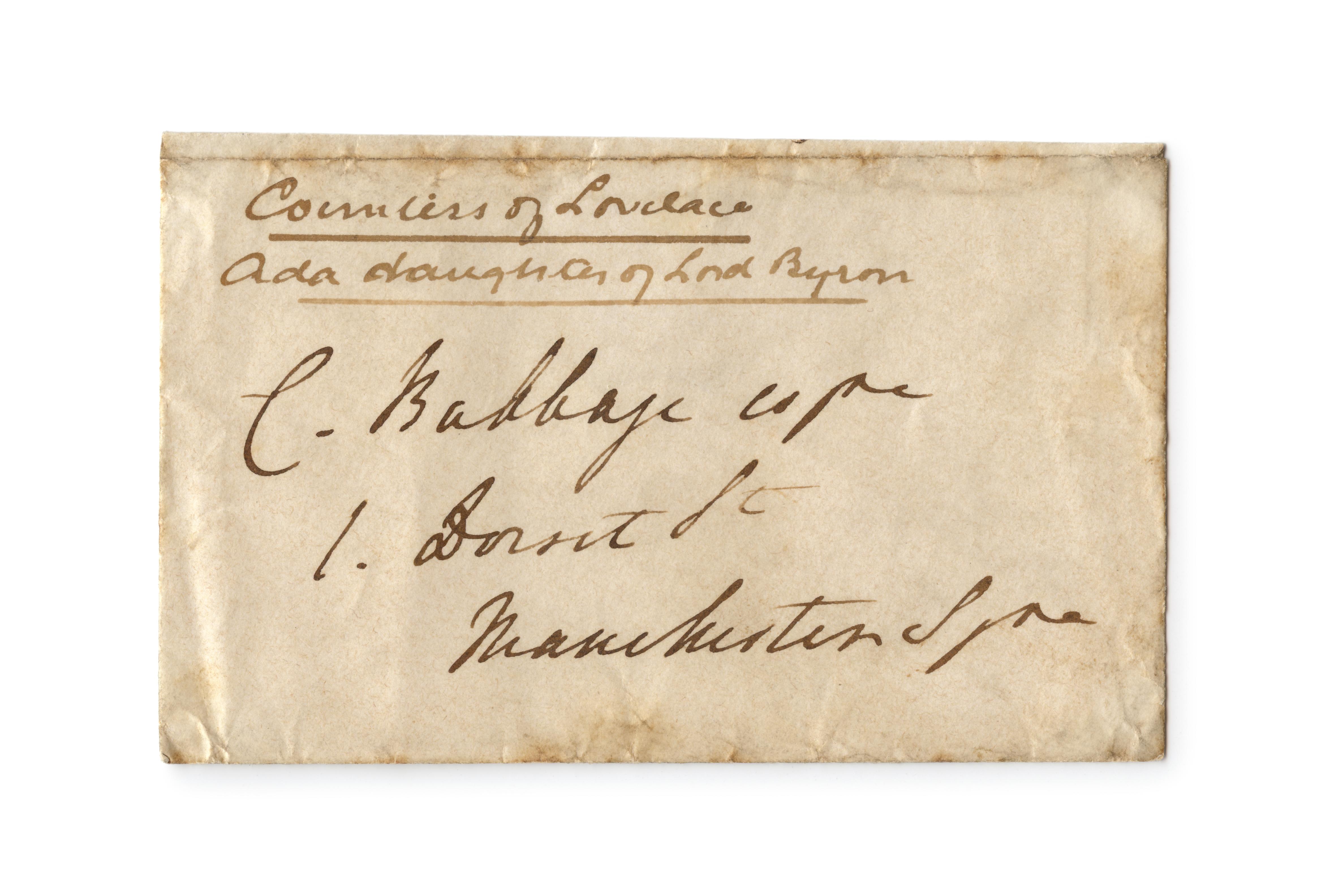 Envelope, envelope addressed to Charles Babbage from Augusta Ada King, Countess of Lovelace, paper/ink, c. 1840
