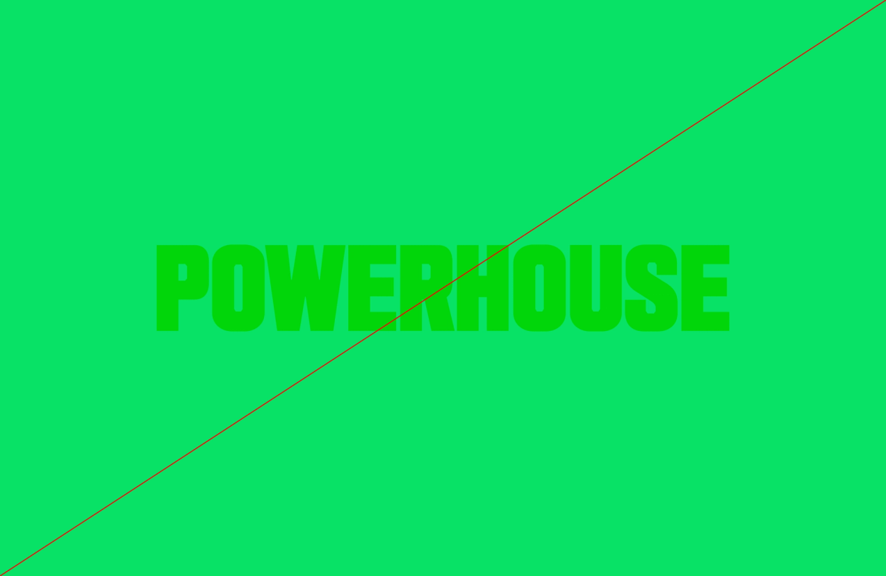 Example of incorrect contrast applied to Powerhouse Identity