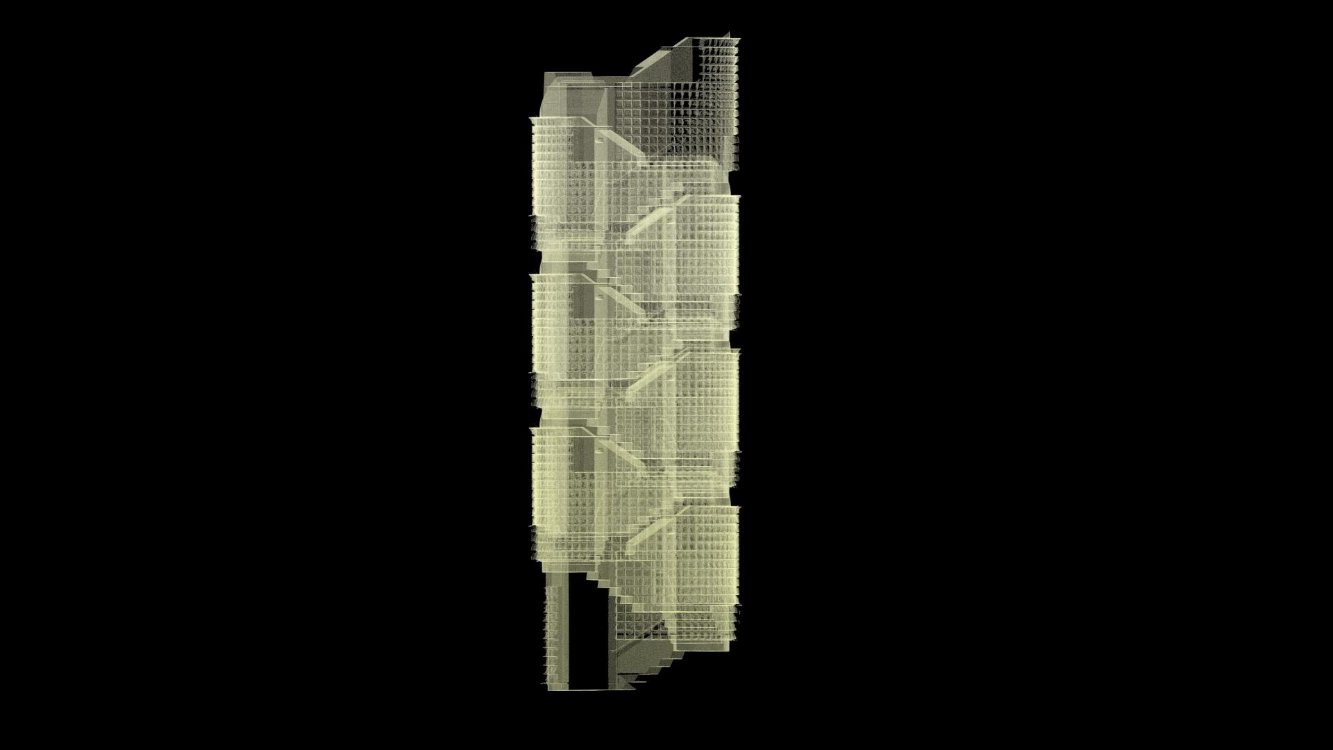3D digital column sitting on a black background.