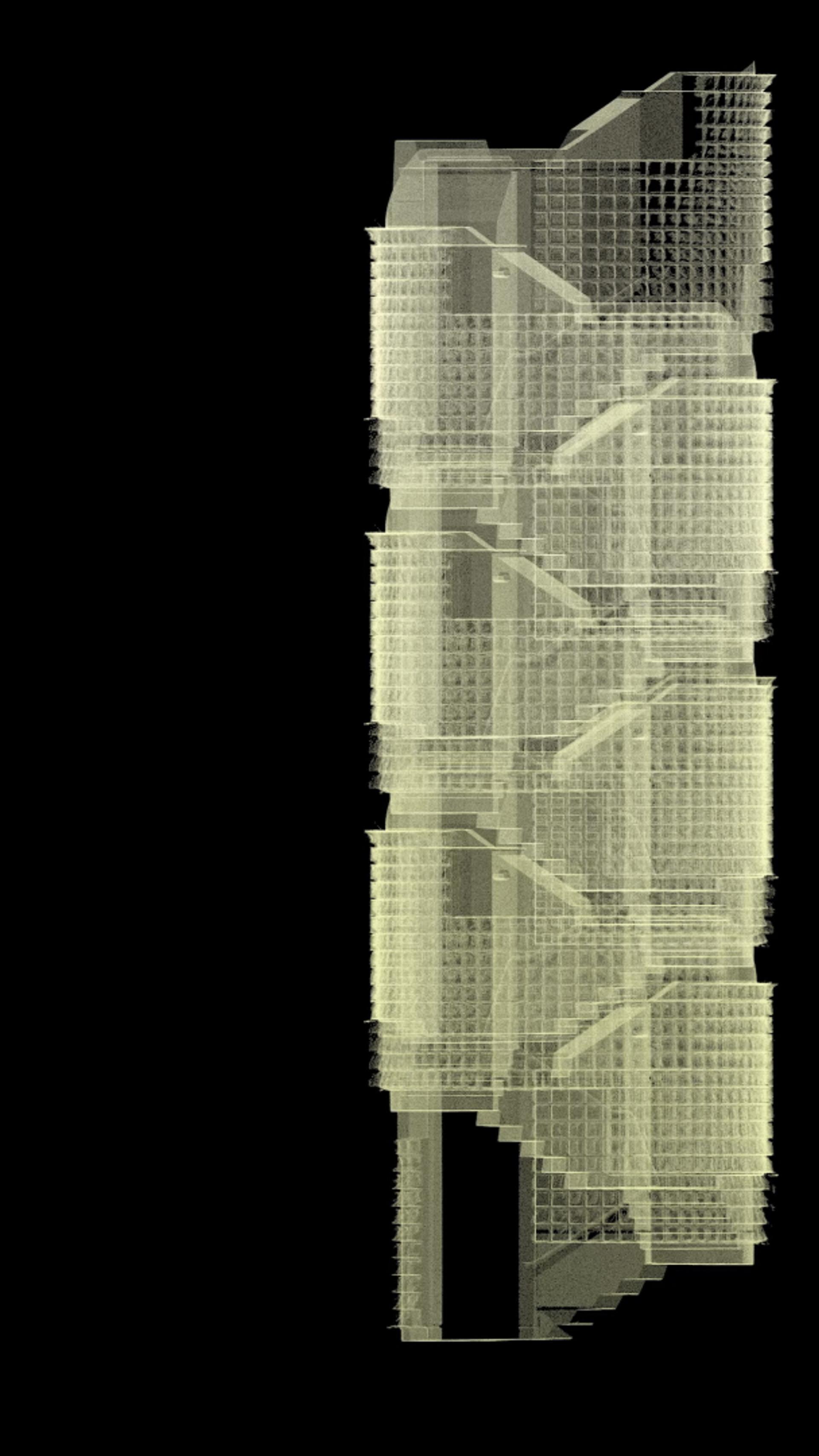 3D digital column sitting on a black background.