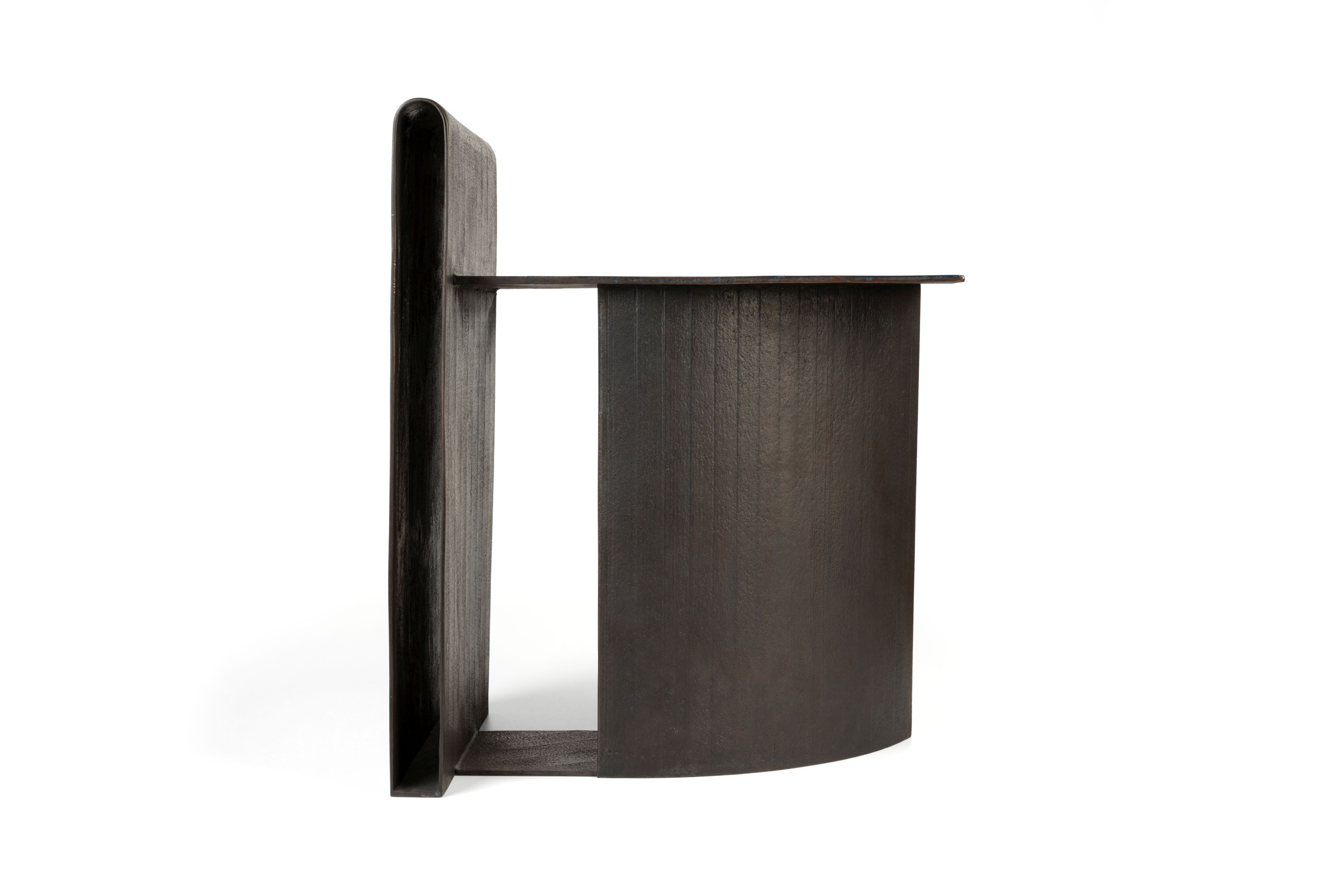 Black wooden stool with curves