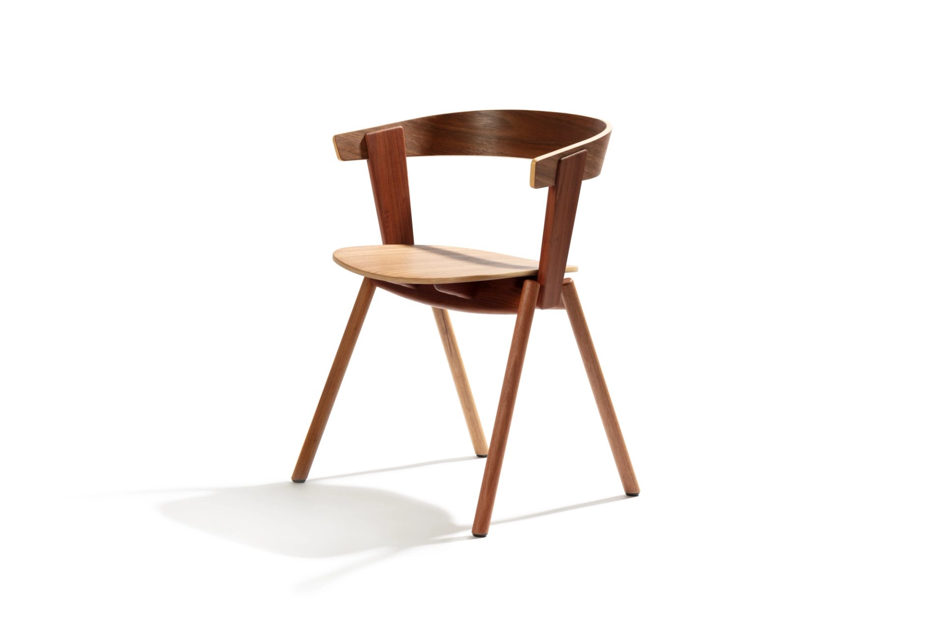 Angled preview of a wooden chair with angled legs.