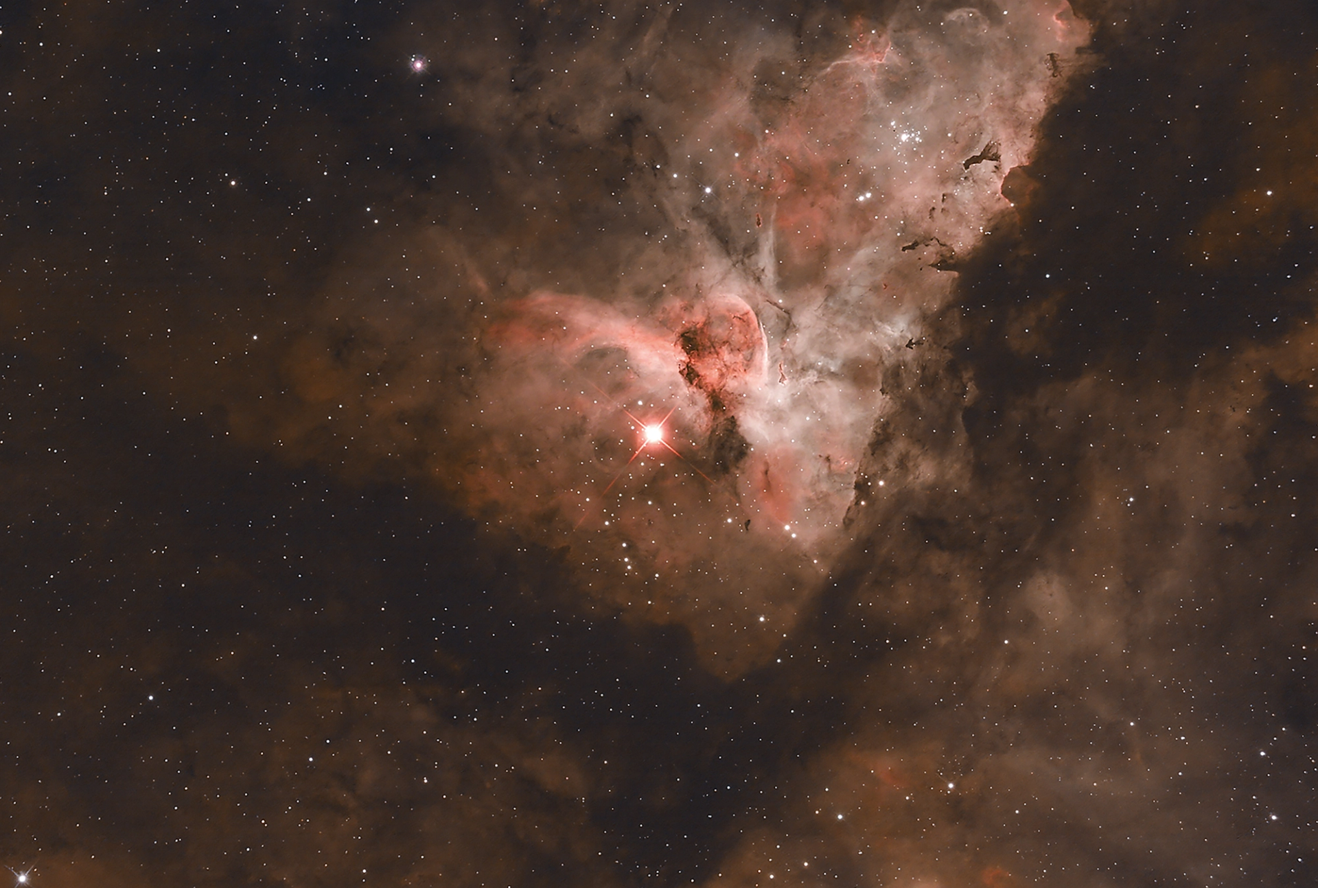 A red constellation with a bright red star in the centre.