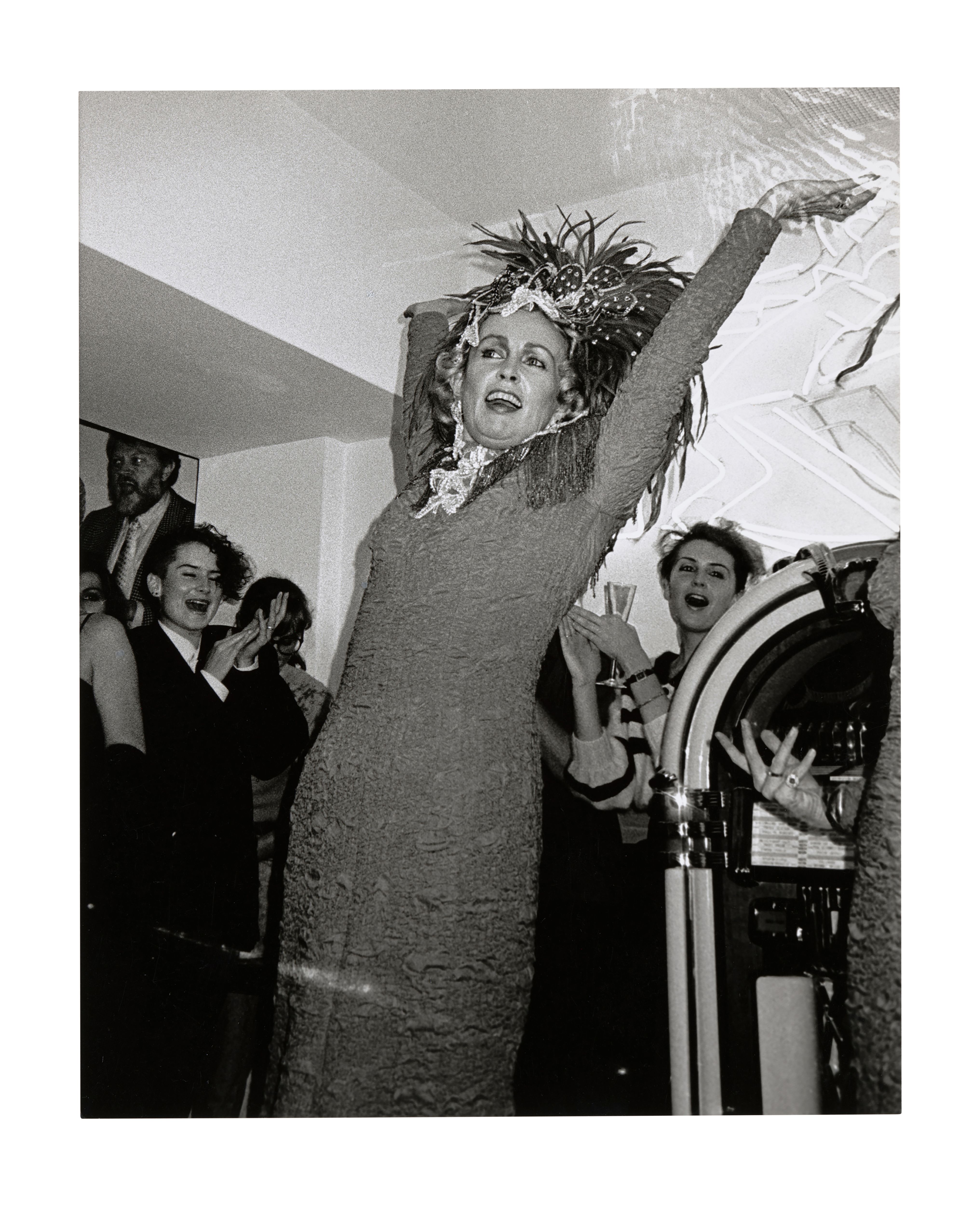 Black and white photograph of a party