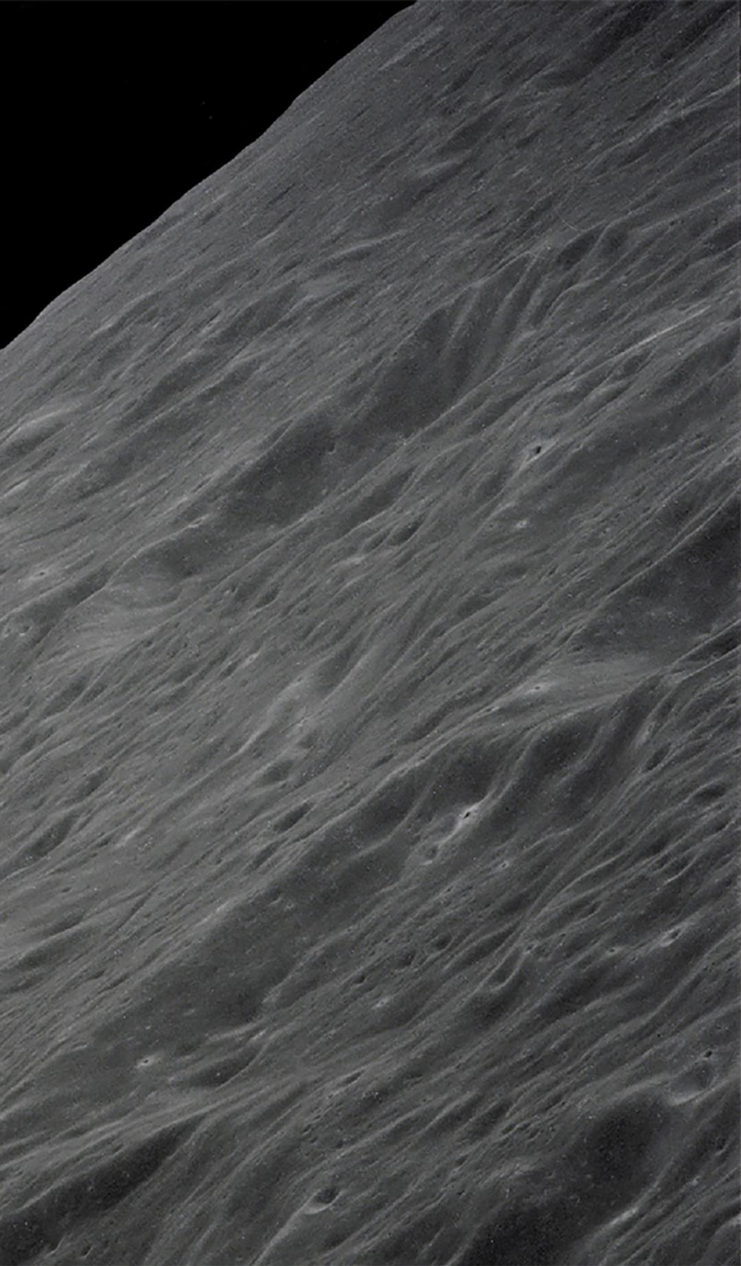 Image of Earth rising above the Moon's horizon.