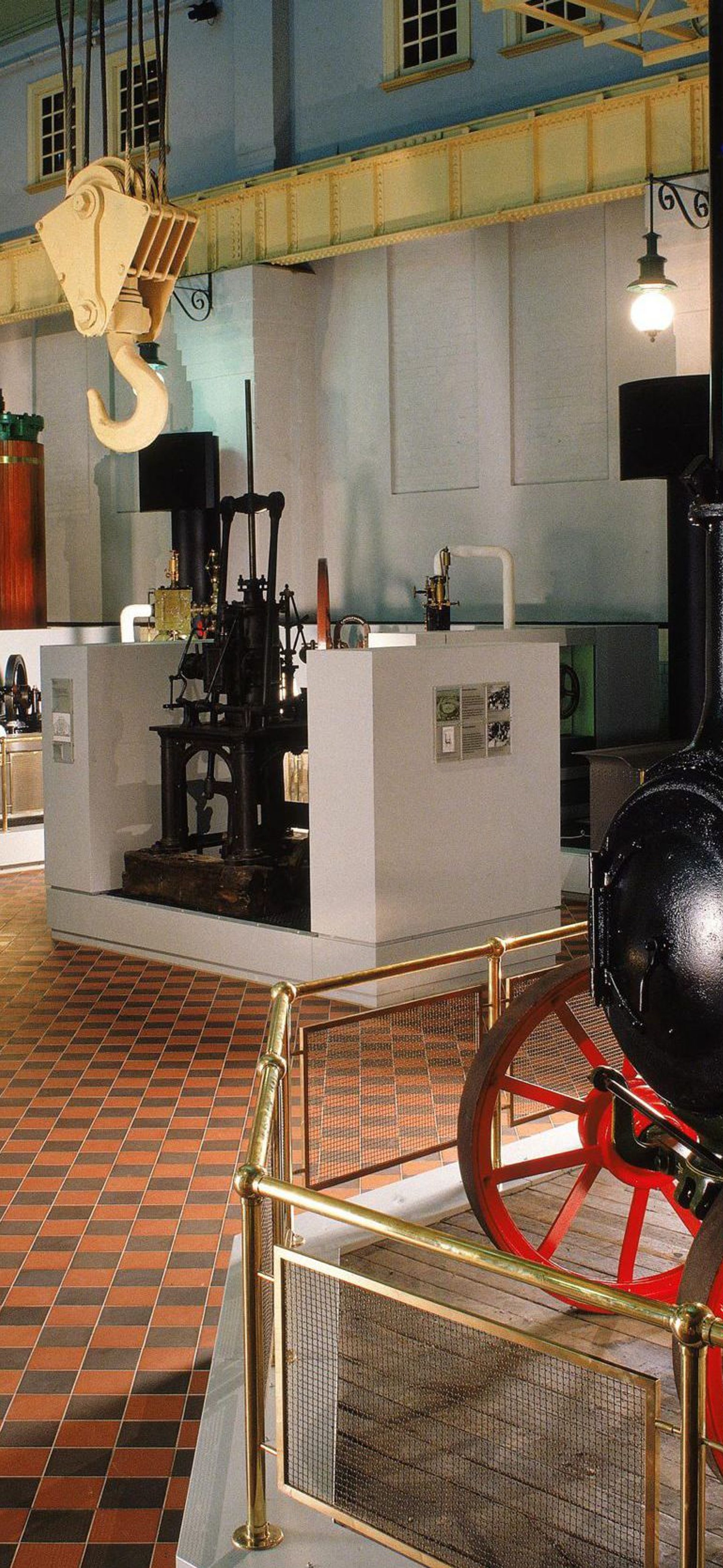 Steam Revolution exhibition space showing a locomotive and other objects from the collection