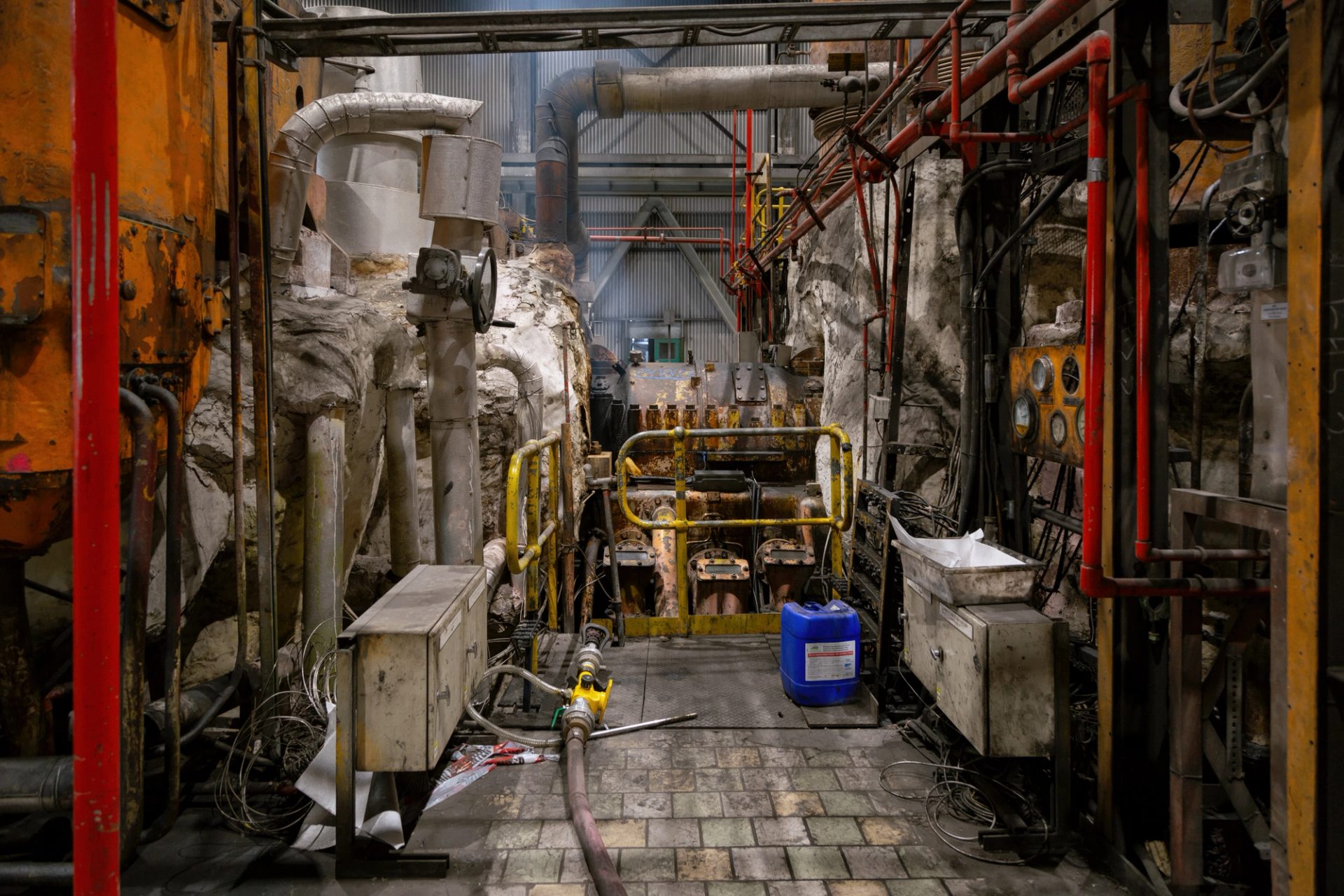 Inside a power station.