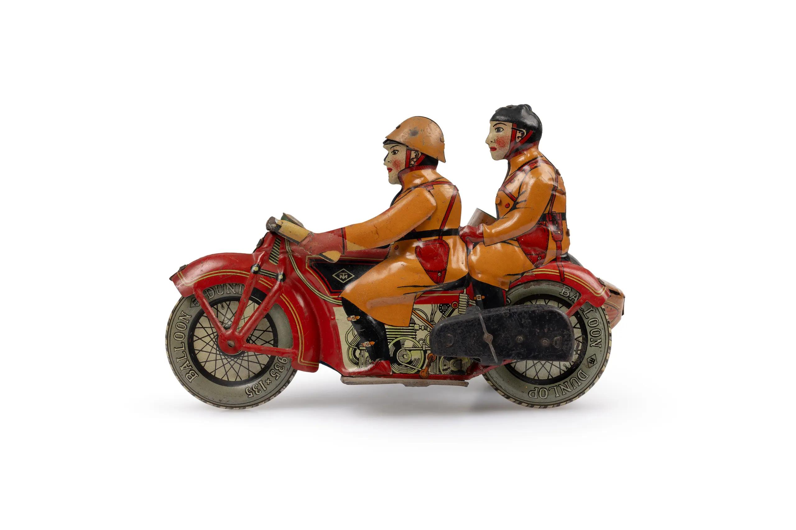 'Modern Toys' military motorcycle and side car made by Maysudaya, Japan, c.1935