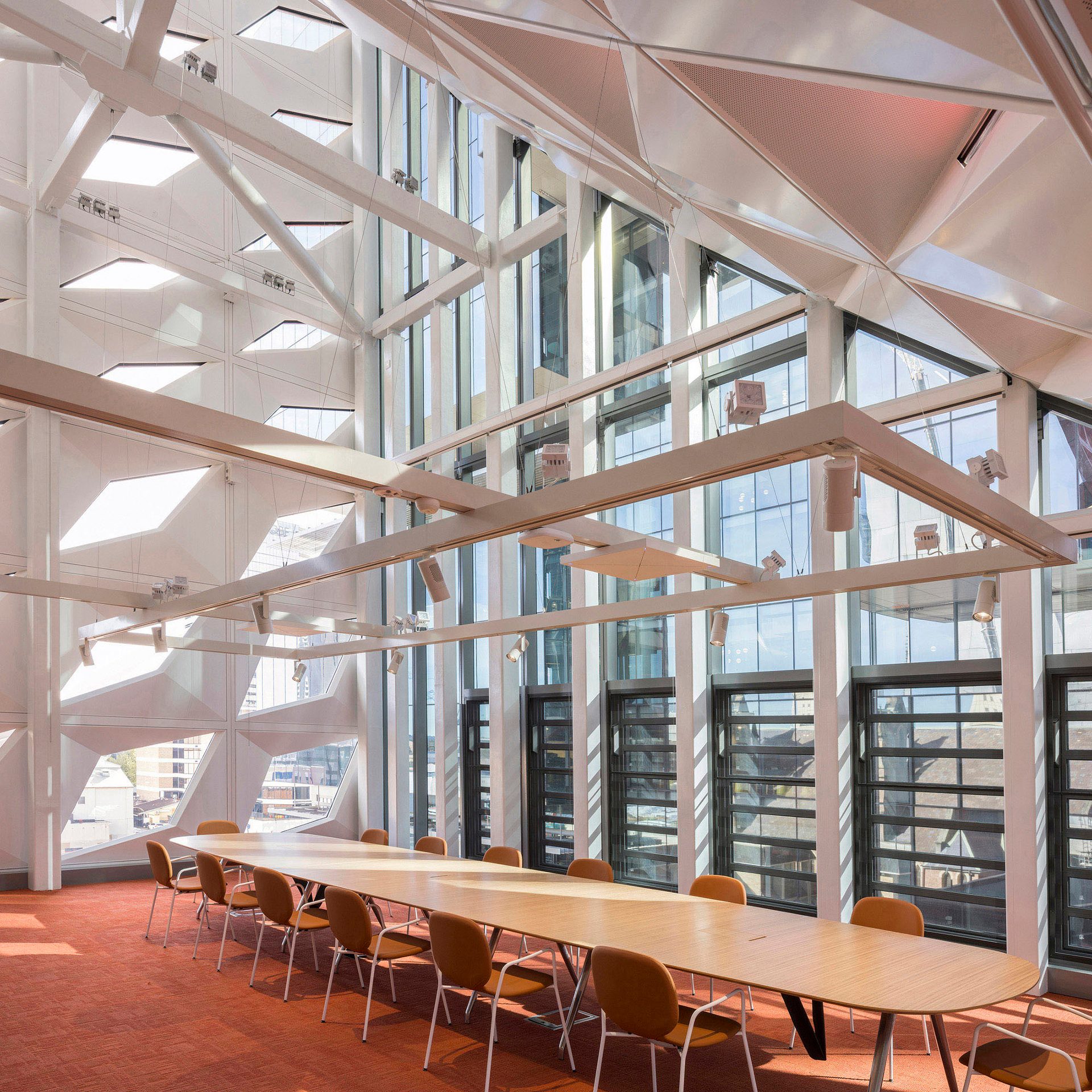 Boardroom in geometric and spacious room
