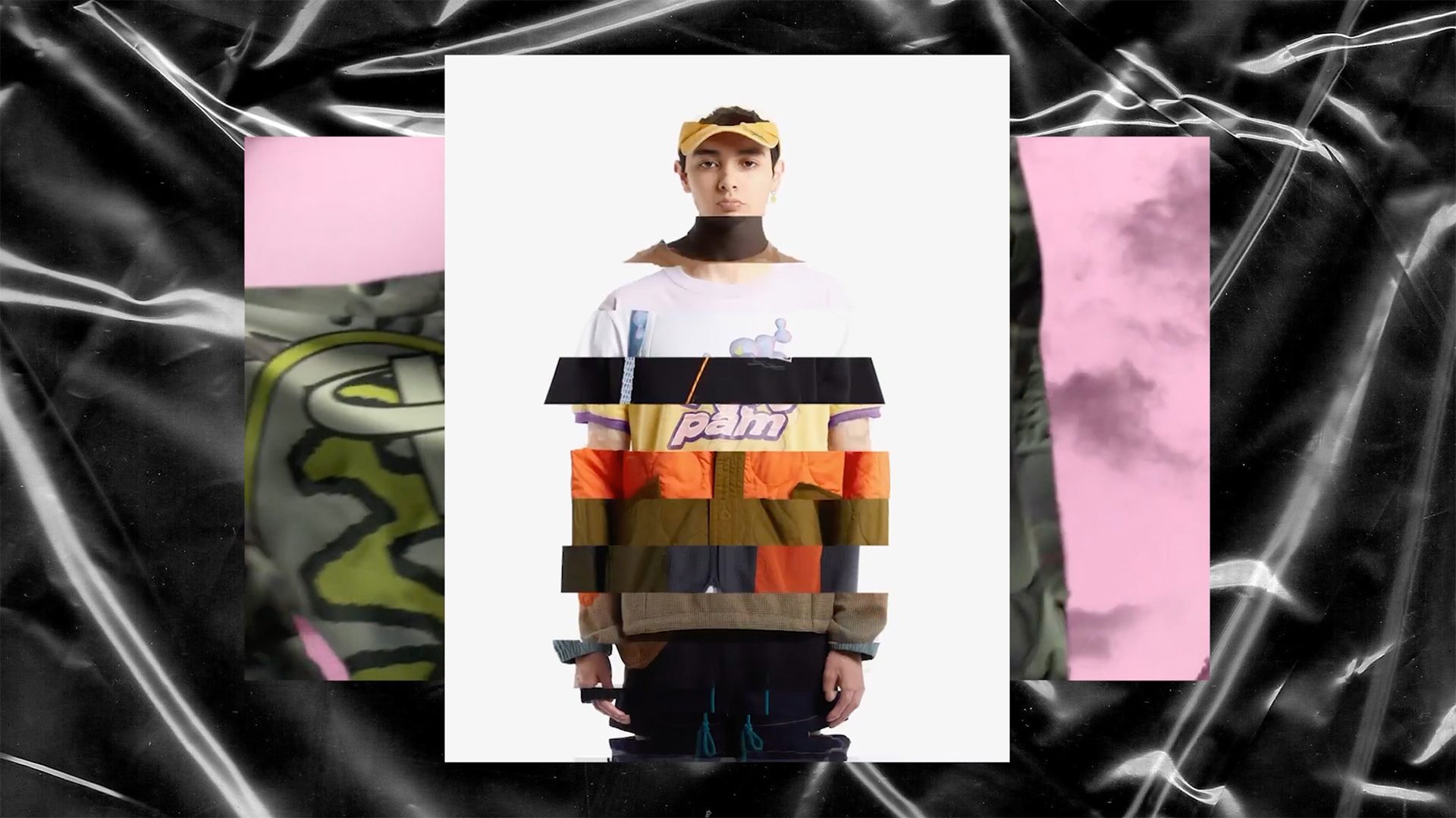 image treated photo of a model wearing a variety of jumpers