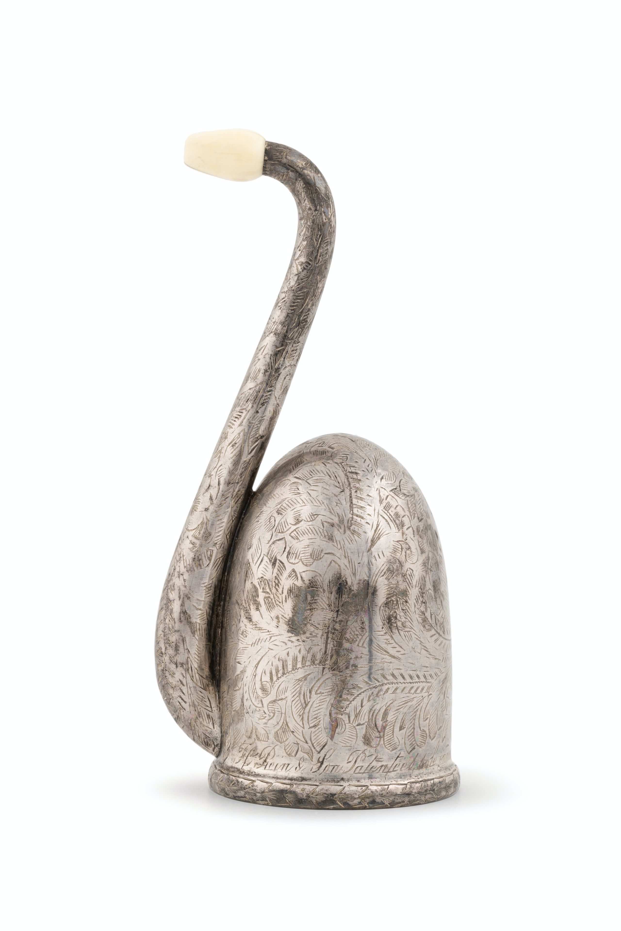 Ear trumpet, with detailed etchings