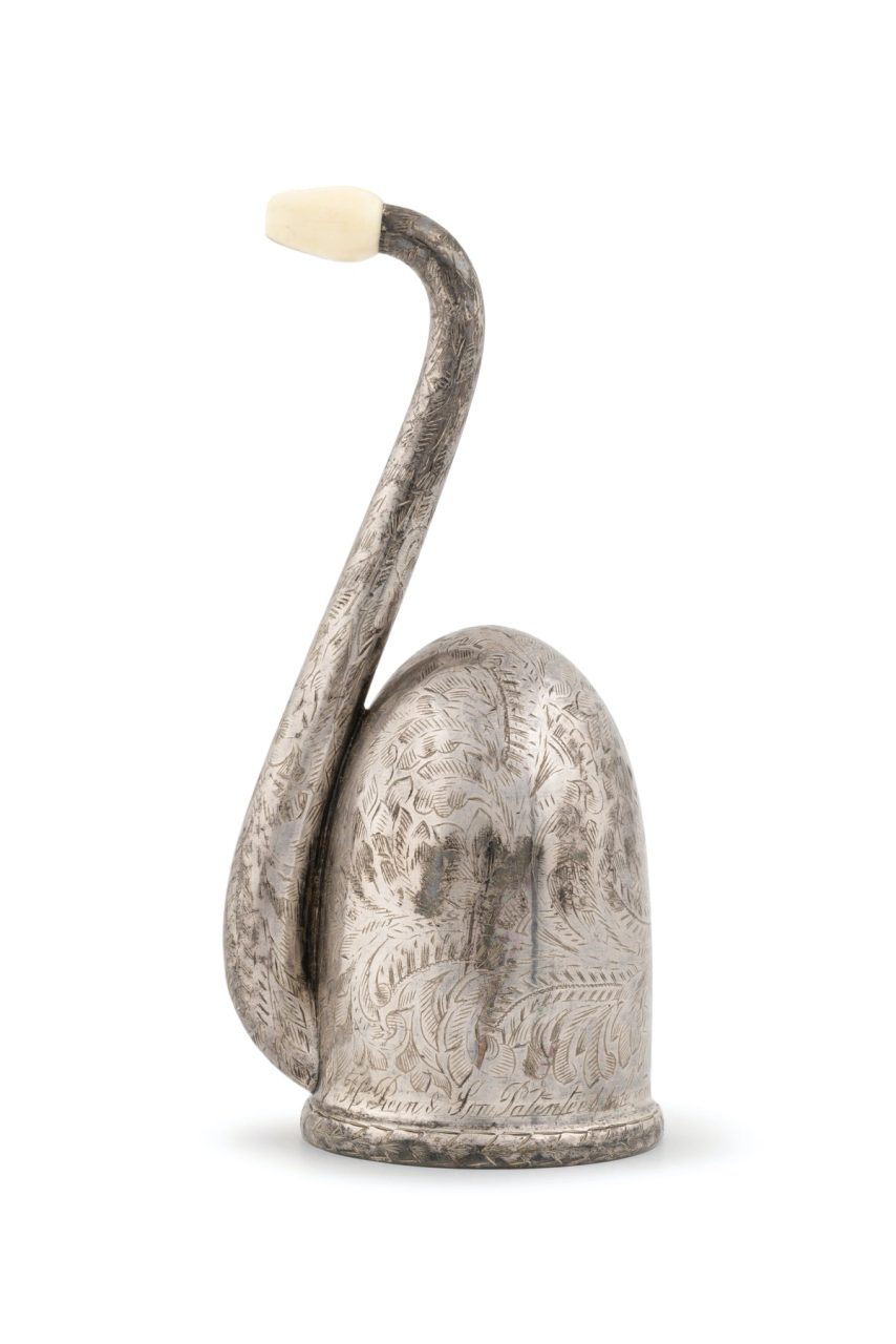 Ear trumpet, with detailed etchings