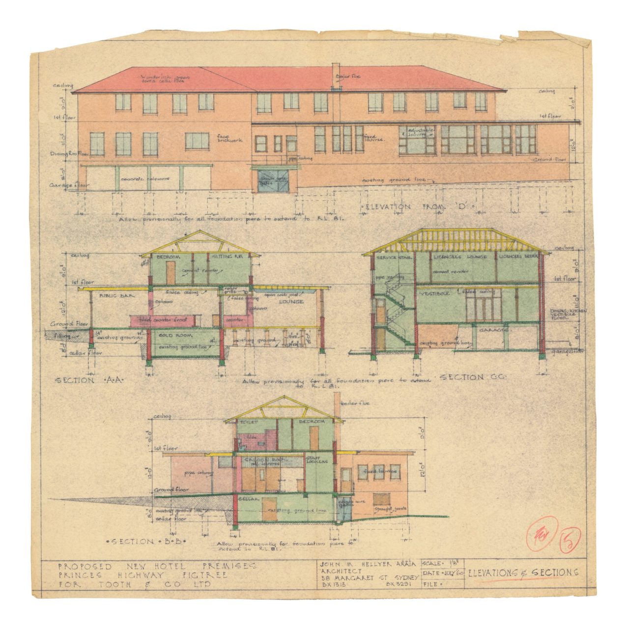 Architectural drawings of hotel.