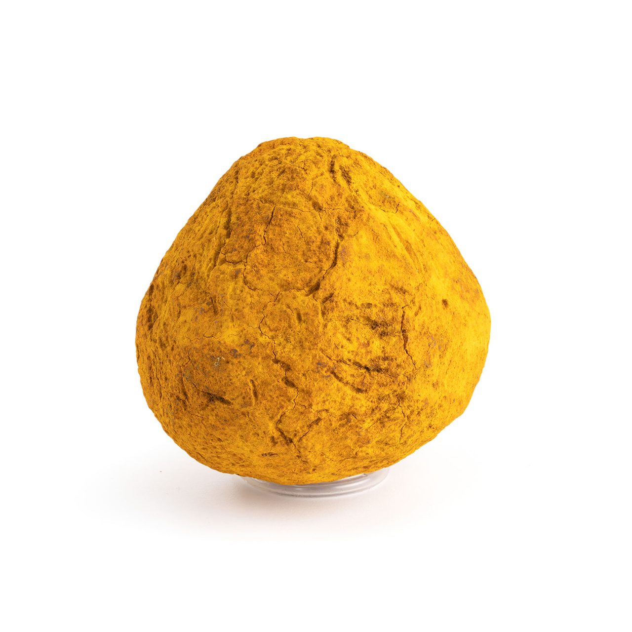 A small spherical lump of powdery yellow organic material.