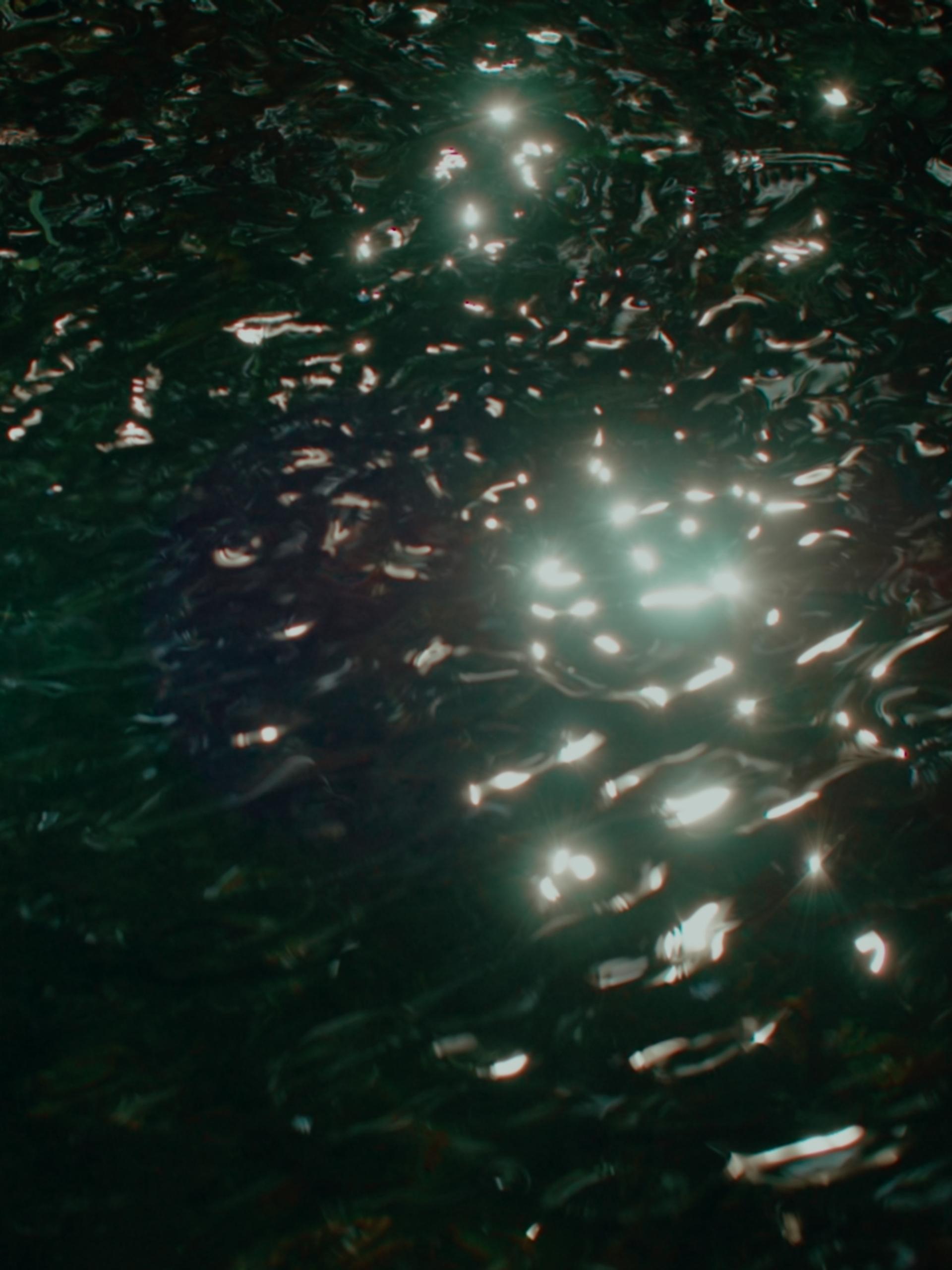 Sun reflected upon ripples of dark water