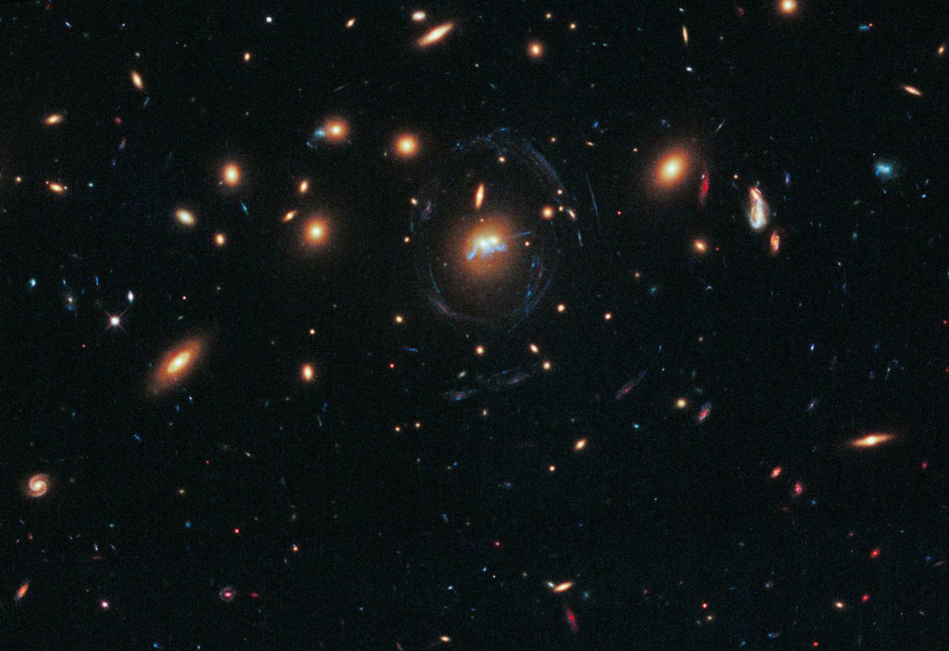 A dense galaxy cluster.