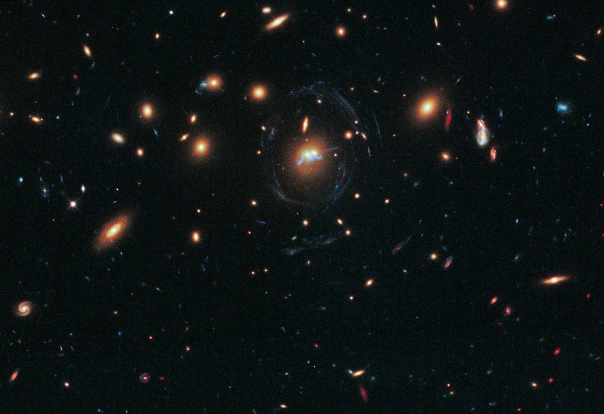 A dense galaxy cluster.