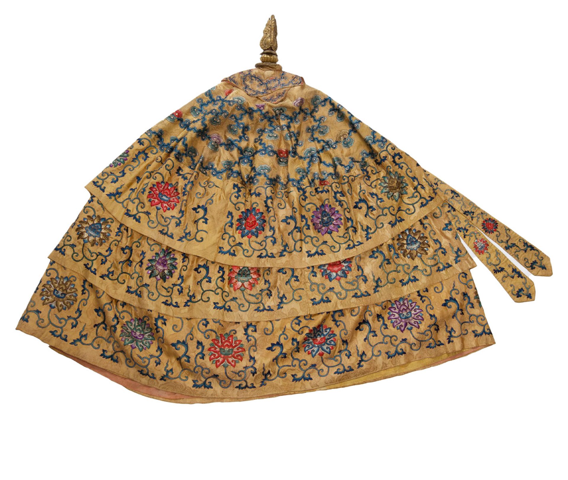 Umbrella, Chinese yellow silk, cotton and bamboo, Beijing, China, 19th century.