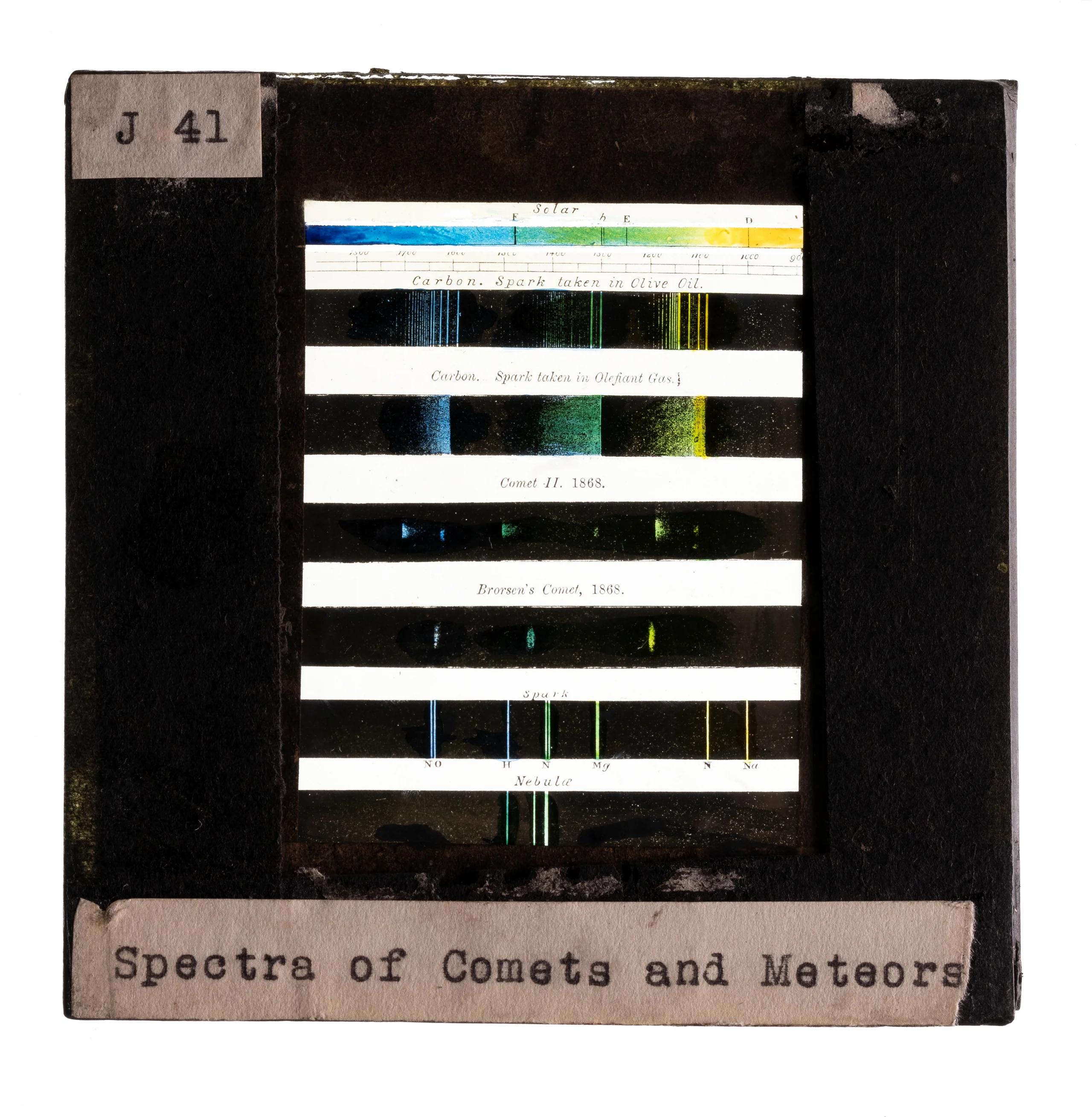 Lantern slide of comets colour spectrums