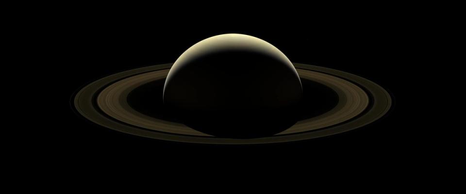 Saturn against a black background