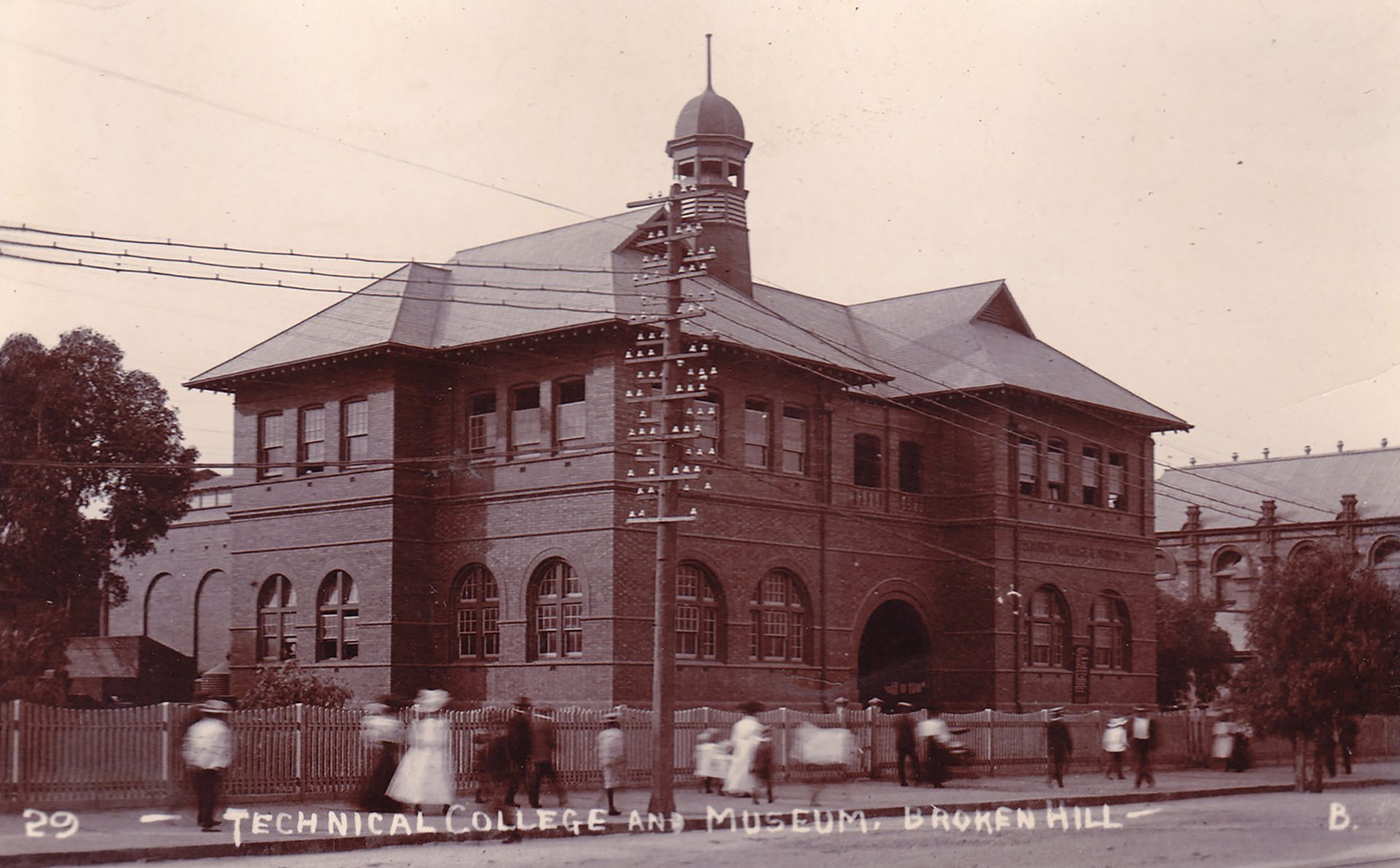 Sepia photograph of the Technological College and Museum in Broken Hill