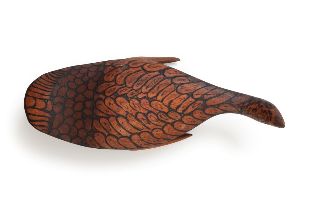 Carved wooden 'Walawuru Wedge-tailed Eagle' Tjulpu (bird) made of river red gum.