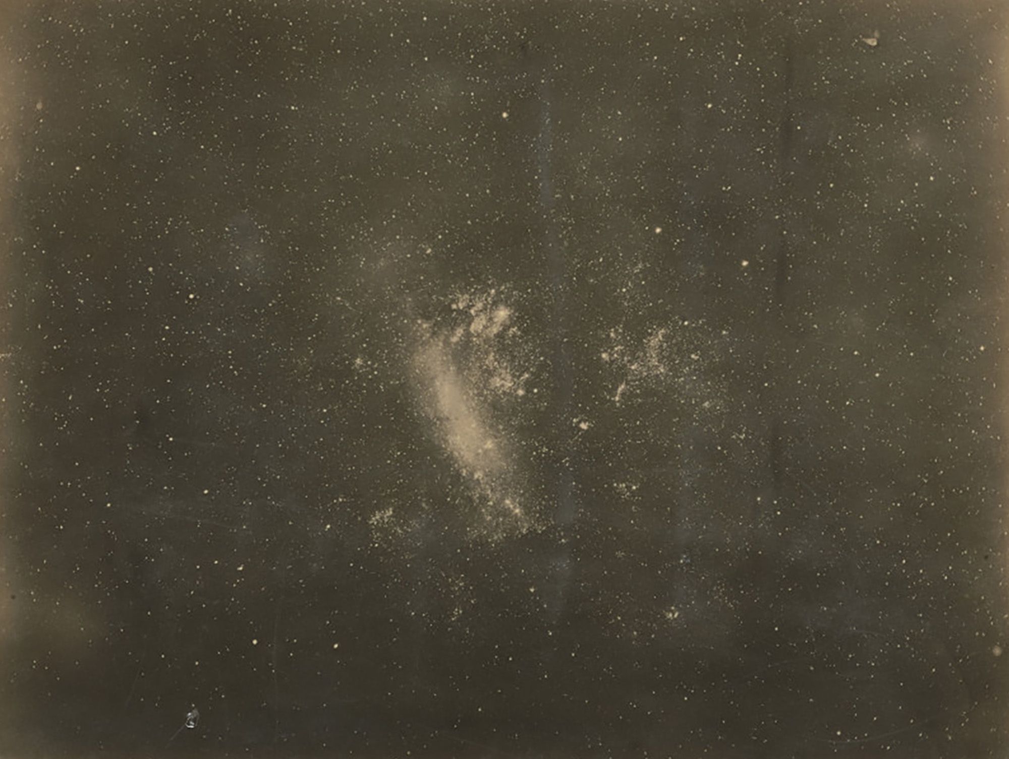 Black and white photograph of the Greater Magellan Cloud
